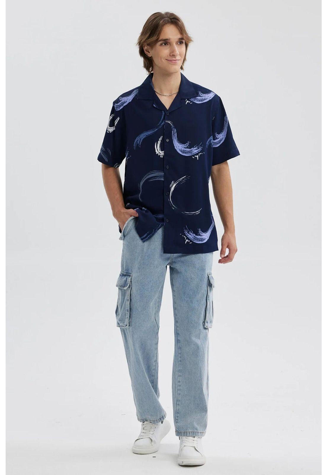 Camisa Hombre Full Rapport Azul Oscuro-3