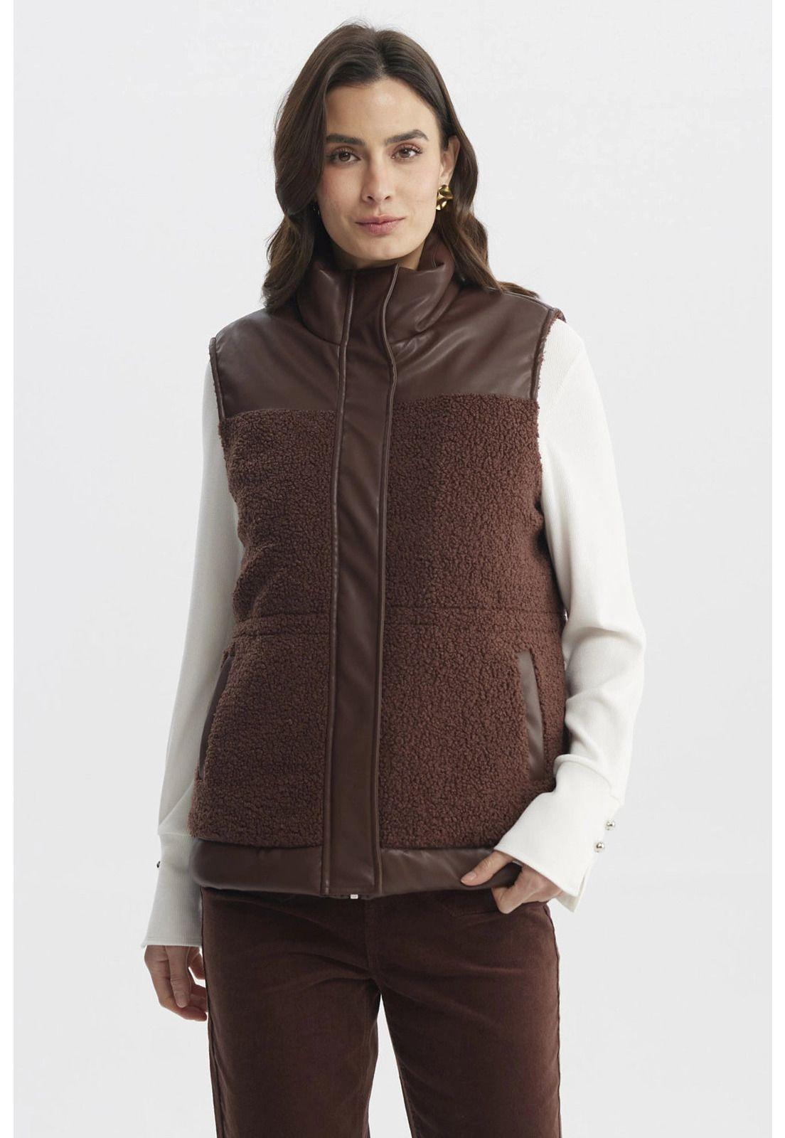 Chaqueta Mujer Slim Café Claro-0