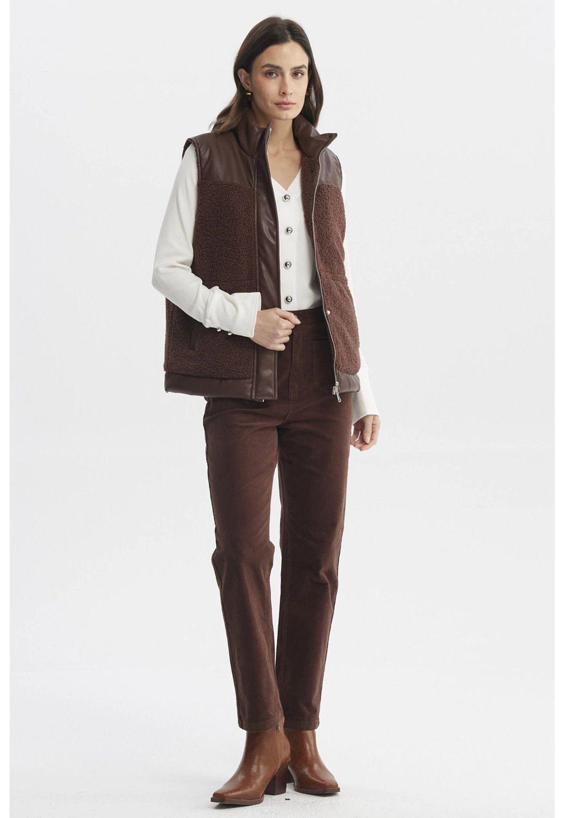 Chaqueta Mujer Slim Café Claro-3