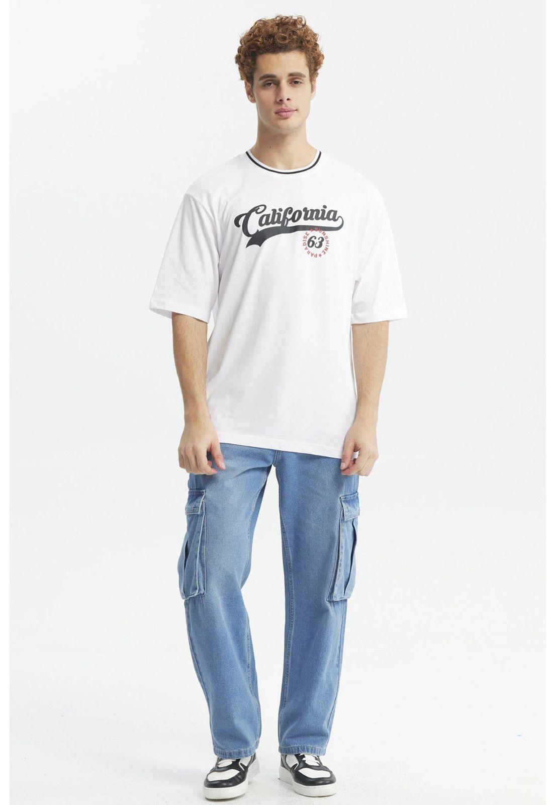 Polera Hombre Oversize Print City Blanco-3