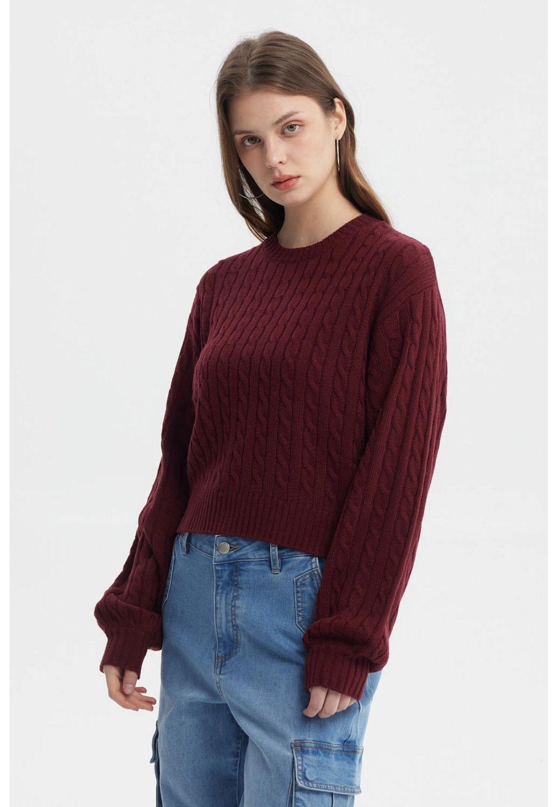 Sweater Mujer Tejido Juvenil Rojo-1