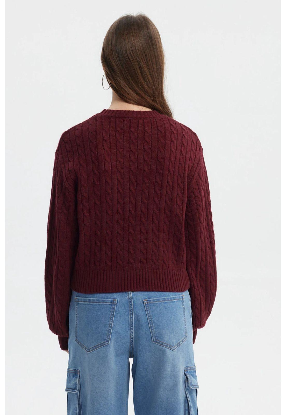 Sweater Mujer Tejido Juvenil Rojo-2