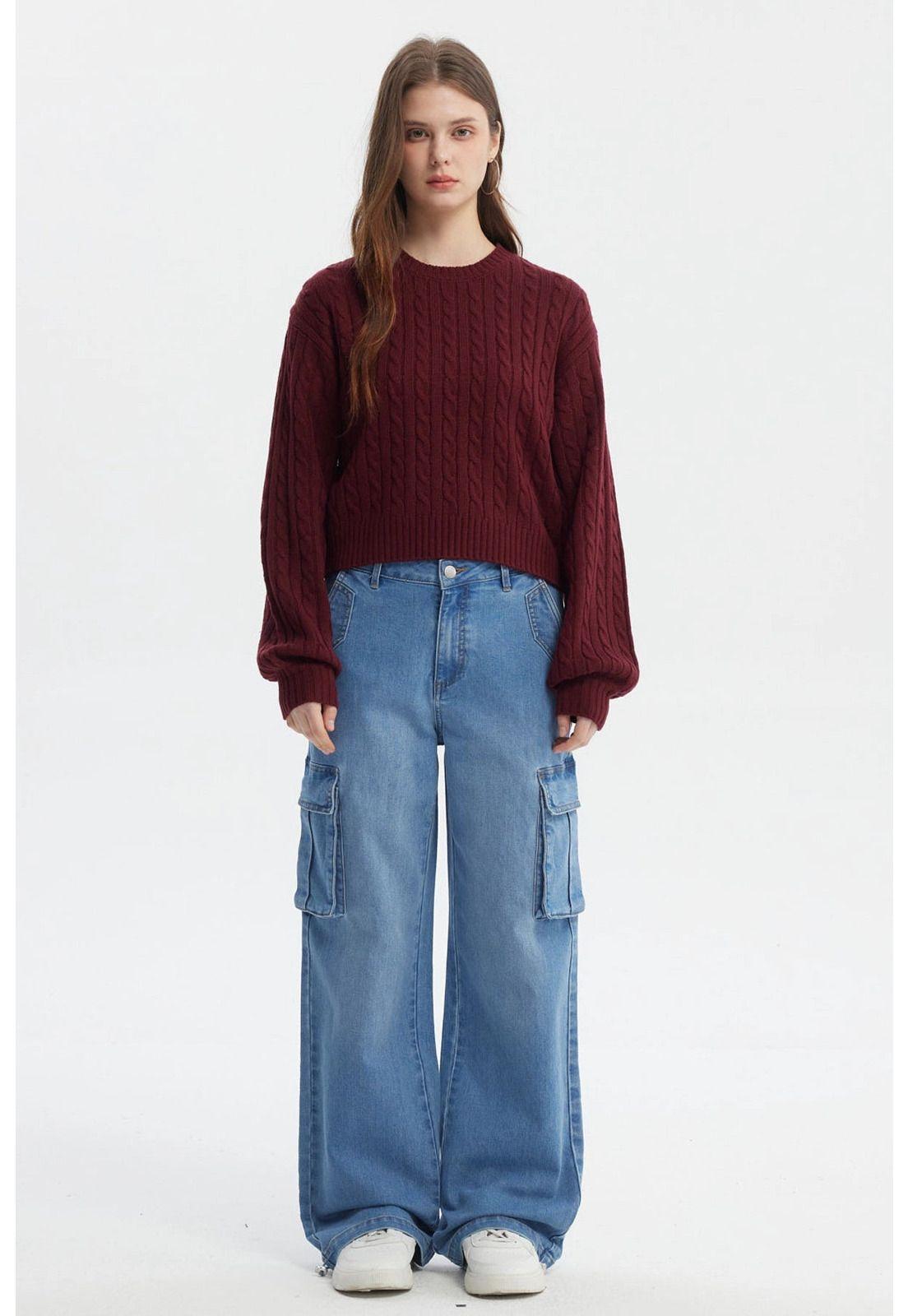 Sweater Mujer Tejido Juvenil Rojo-3