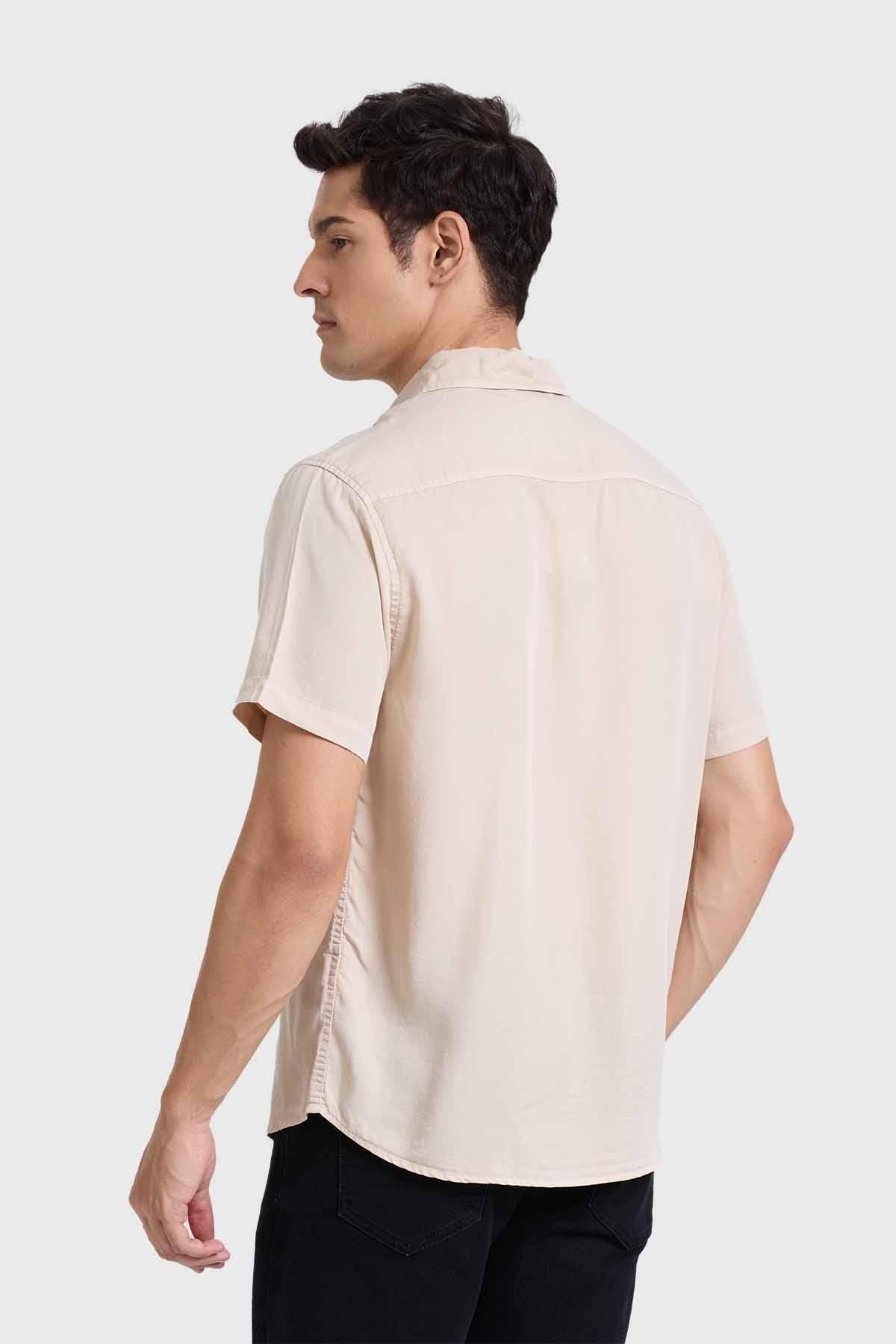 Camisa Hombre Con Bolsillo Beige-2