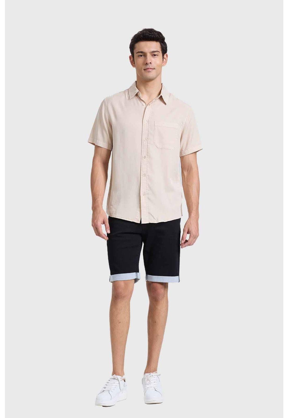 Camisa Hombre Con Bolsillo Beige-3