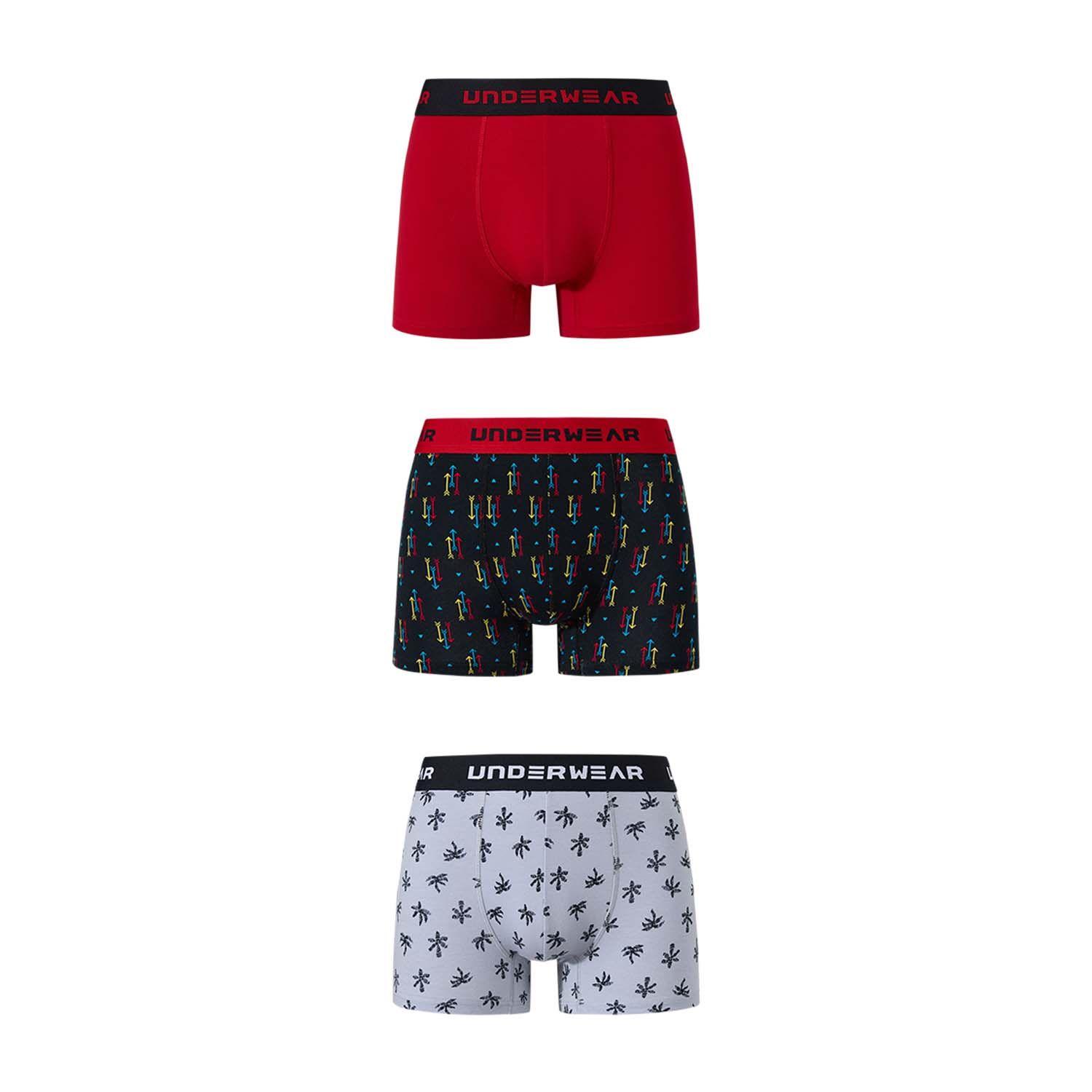 Boxer Hombre Tripack Liso Rojo Fsp-0