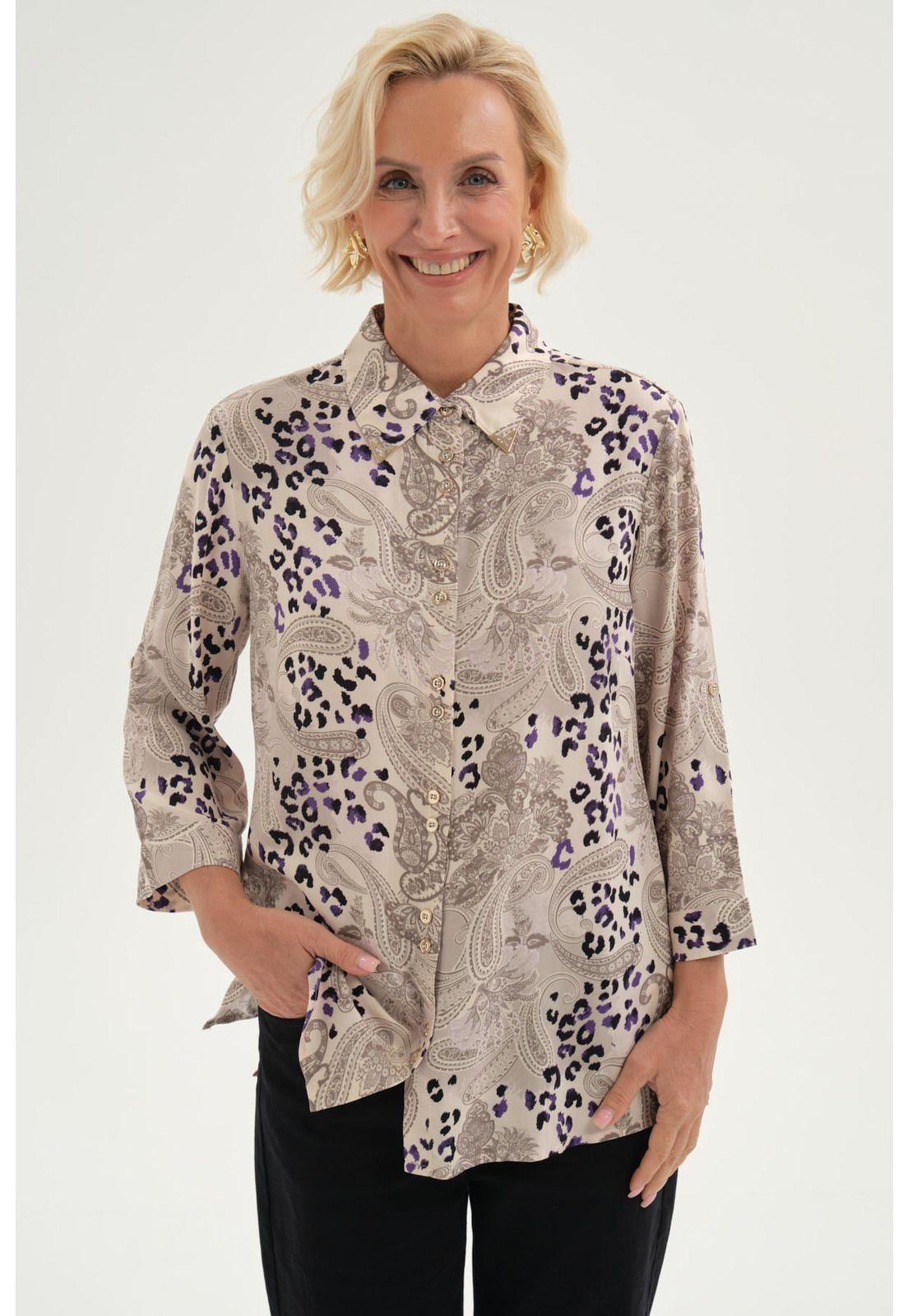 Blusa Mujer Abotonada Roll Up Beige-0