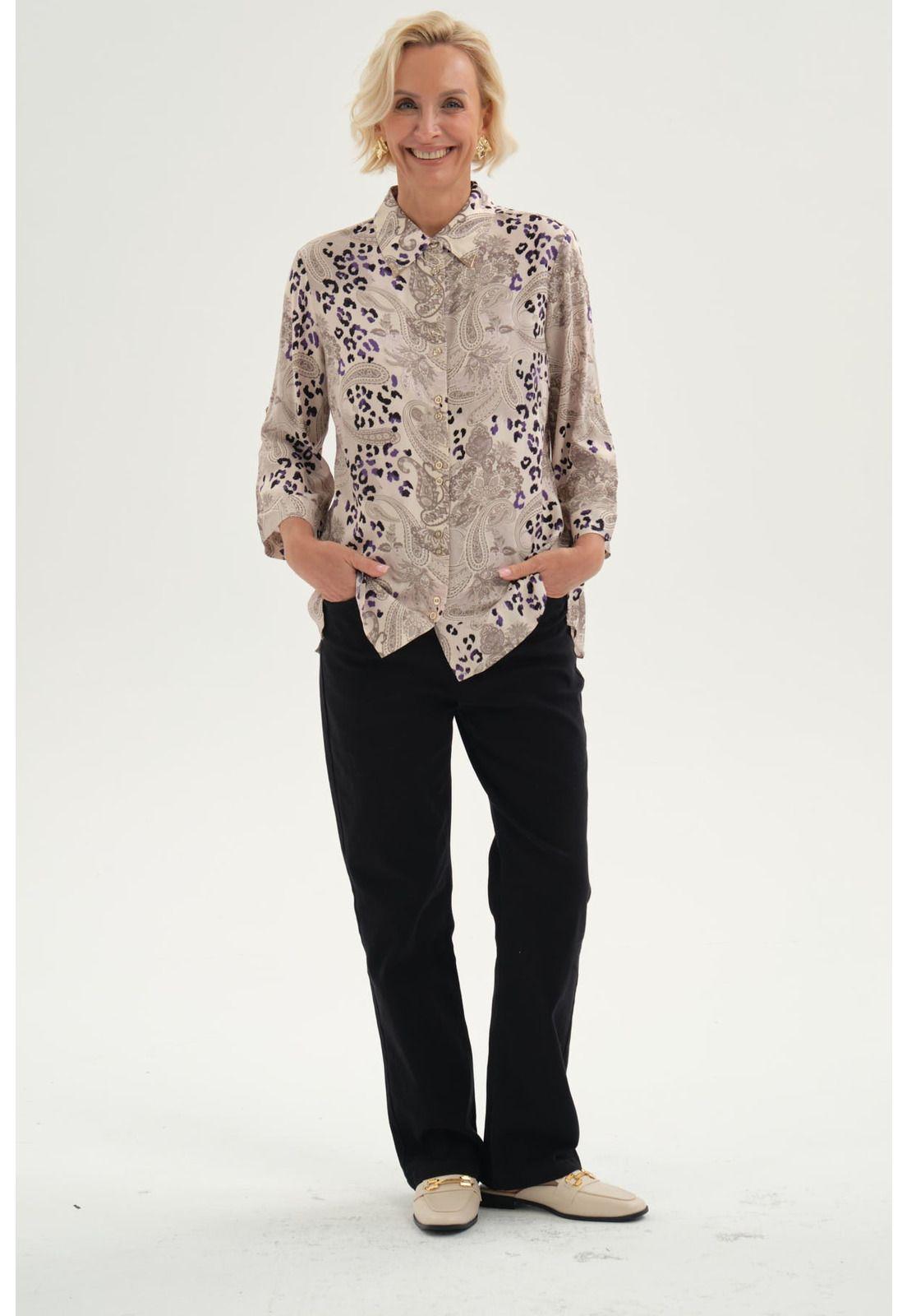 Blusa Mujer Abotonada Roll Up Beige-3