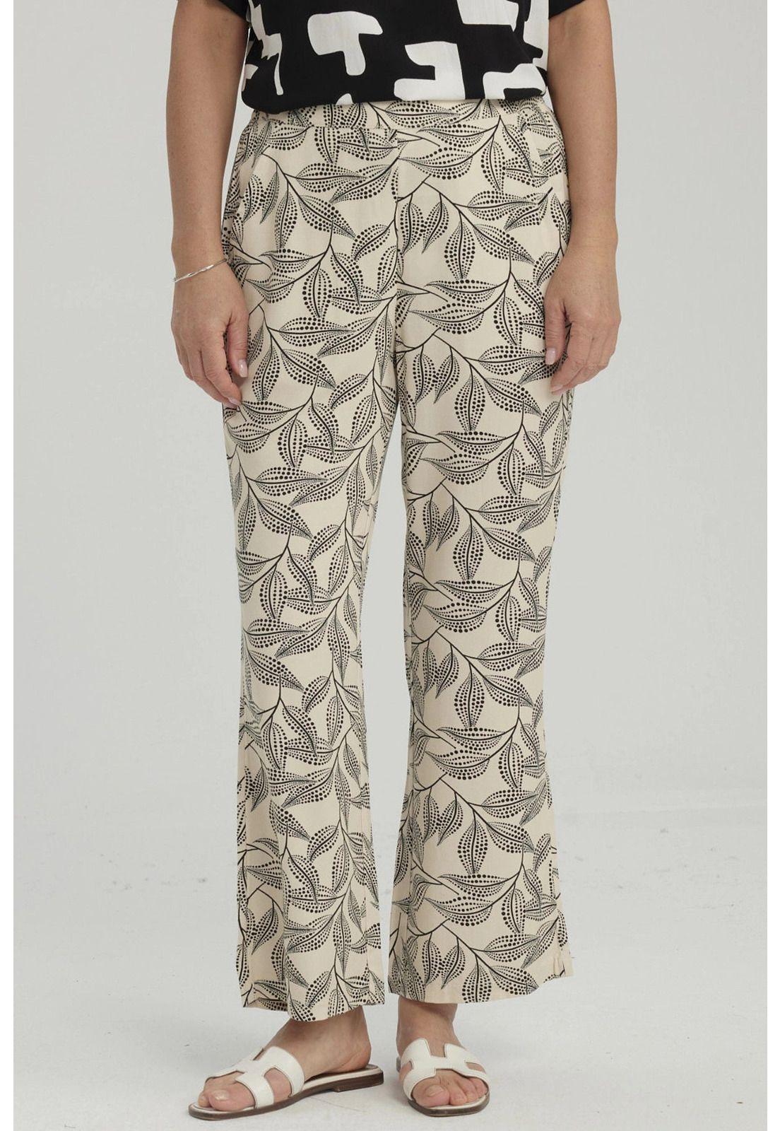 Pantalón Pescador Mujer Print Beige-0