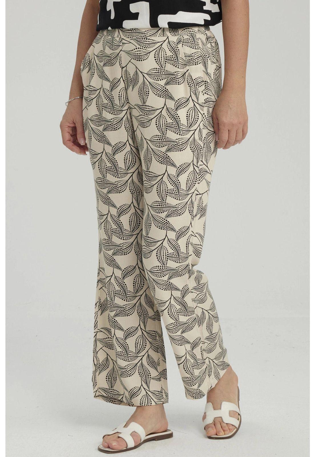 Pantalón Pescador Mujer Print Beige-1
