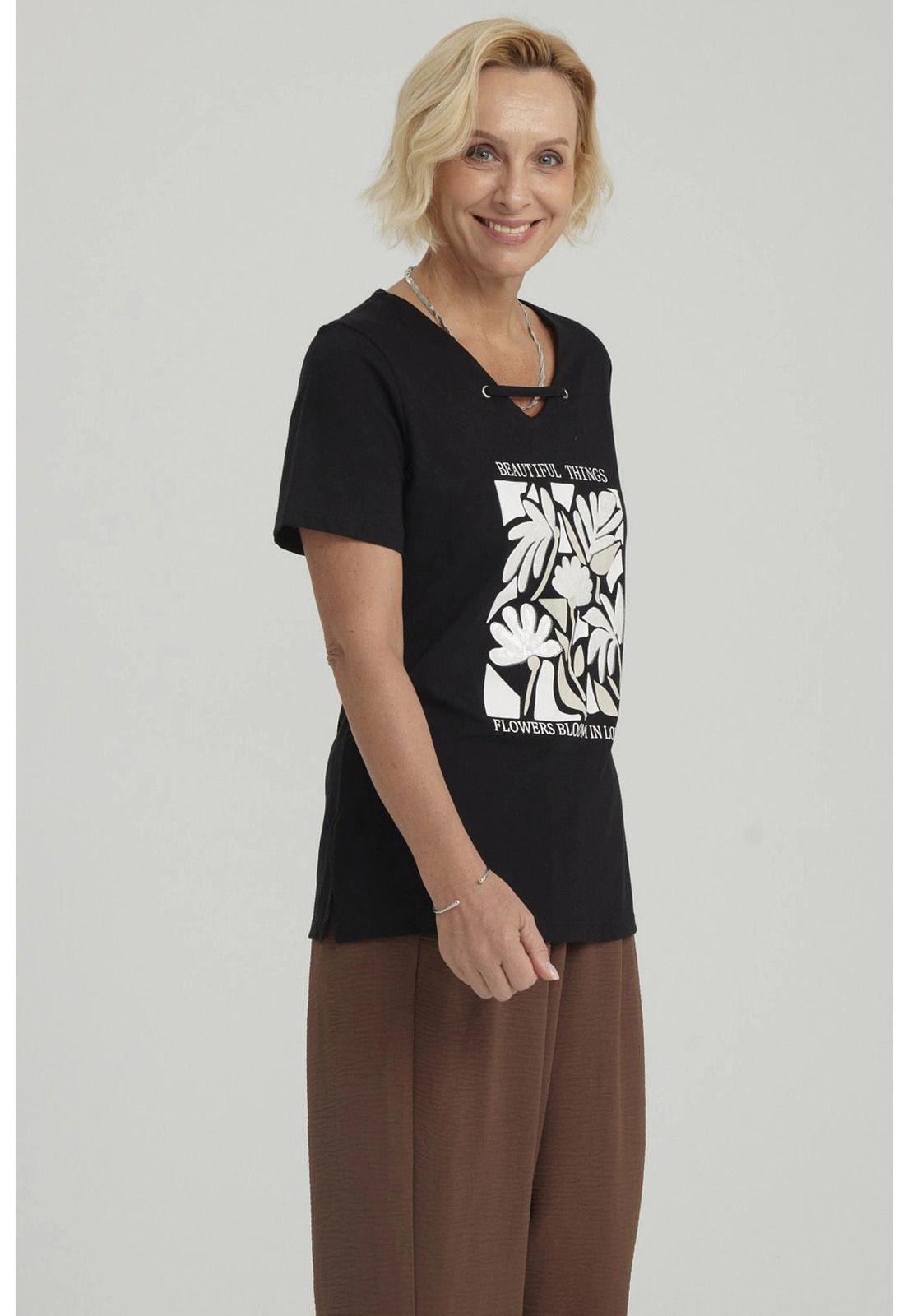 Polera Mujer Con Estampado Negro-1