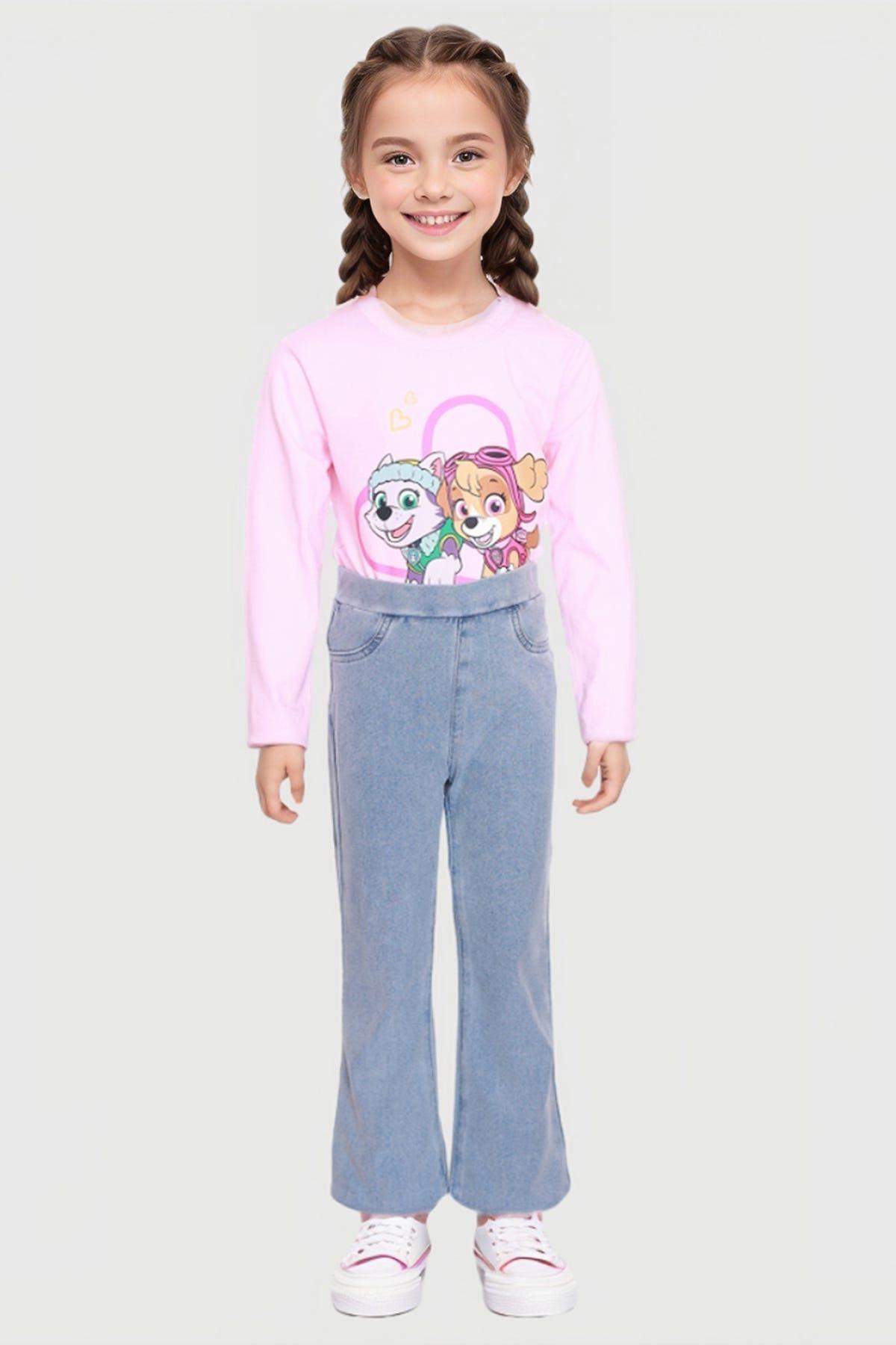 Jeans Niña Flare Leggins Celeste-2