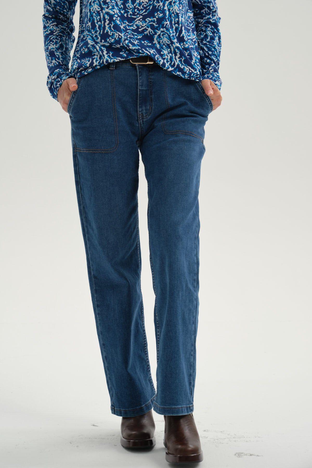 Jeans Mujer Flare Tiro Alto Azul II-0