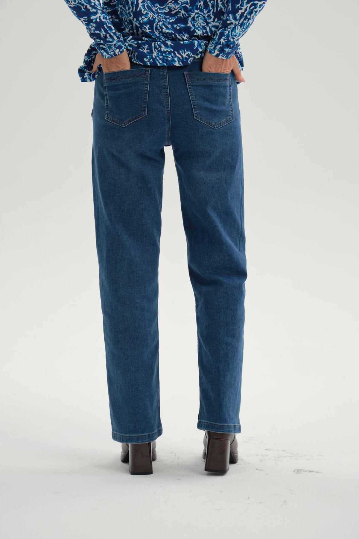 Jeans Mujer Flare Tiro Alto Azul II-2