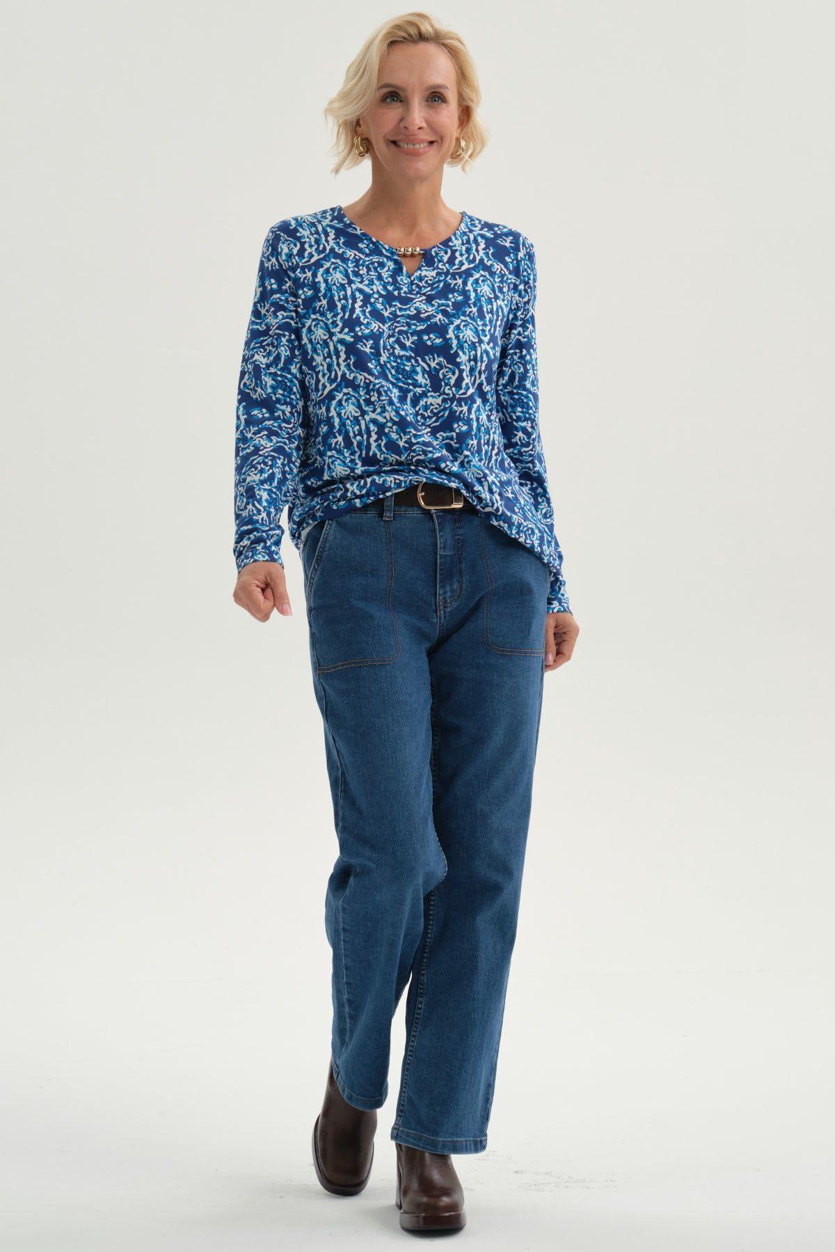 Jeans Mujer Flare Tiro Alto Azul II-3