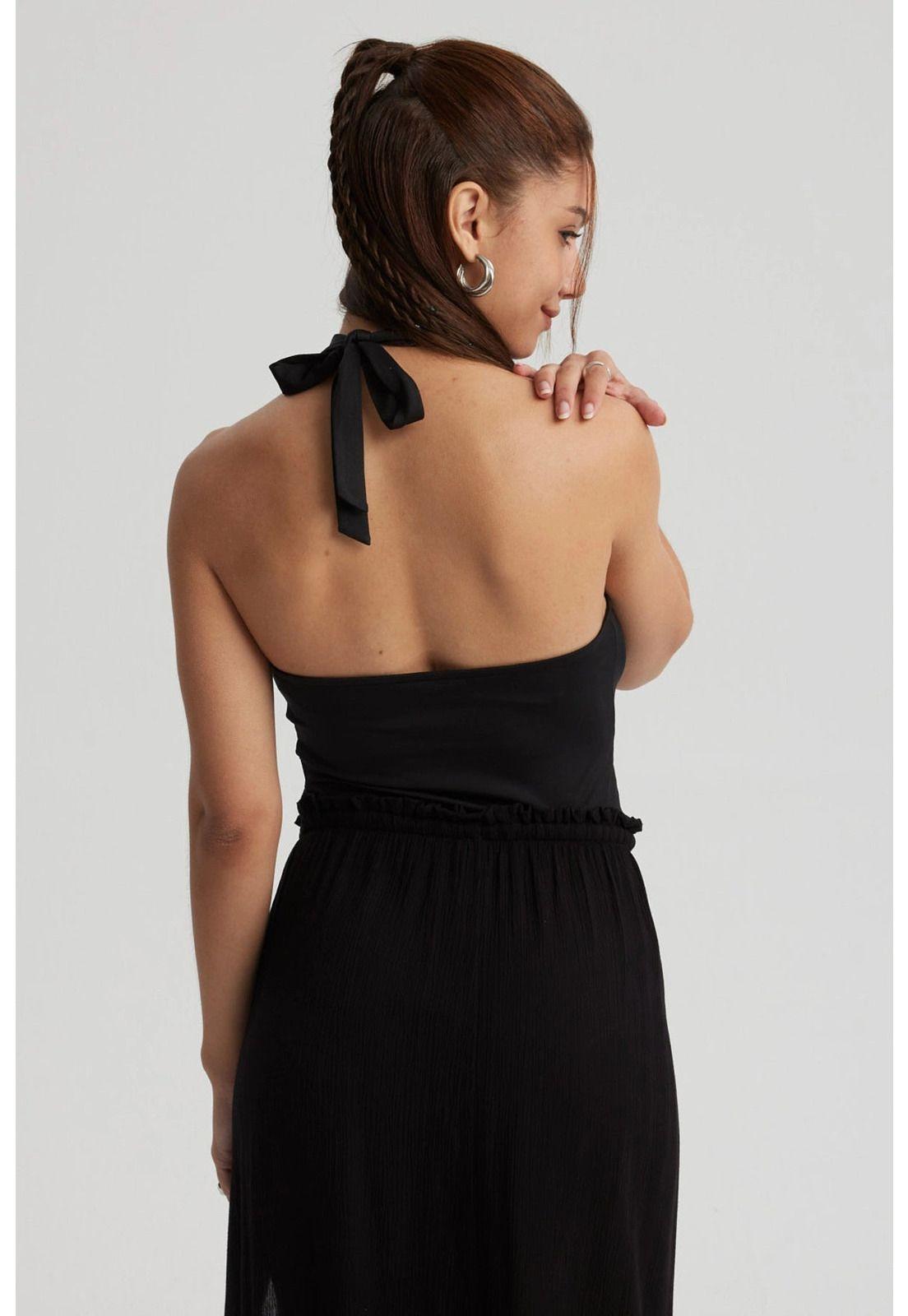 Polera Mujer Amarra Cuello Negro-2