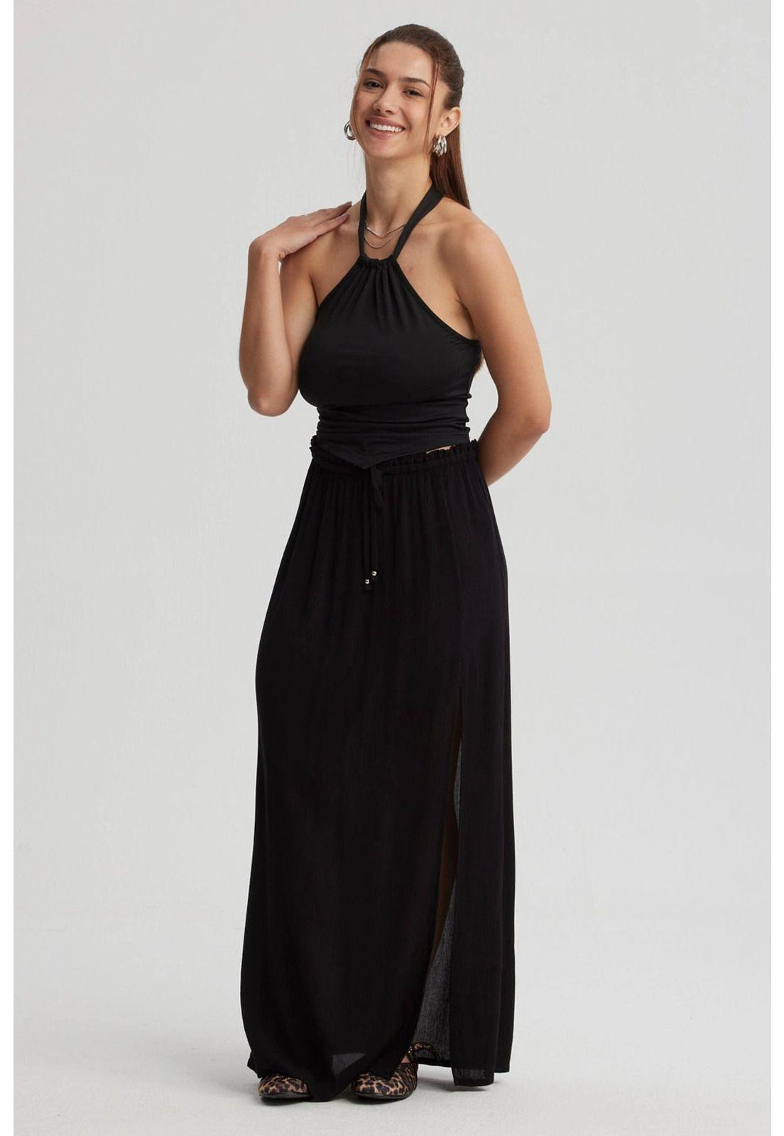 Polera Mujer Amarra Cuello Negro-3