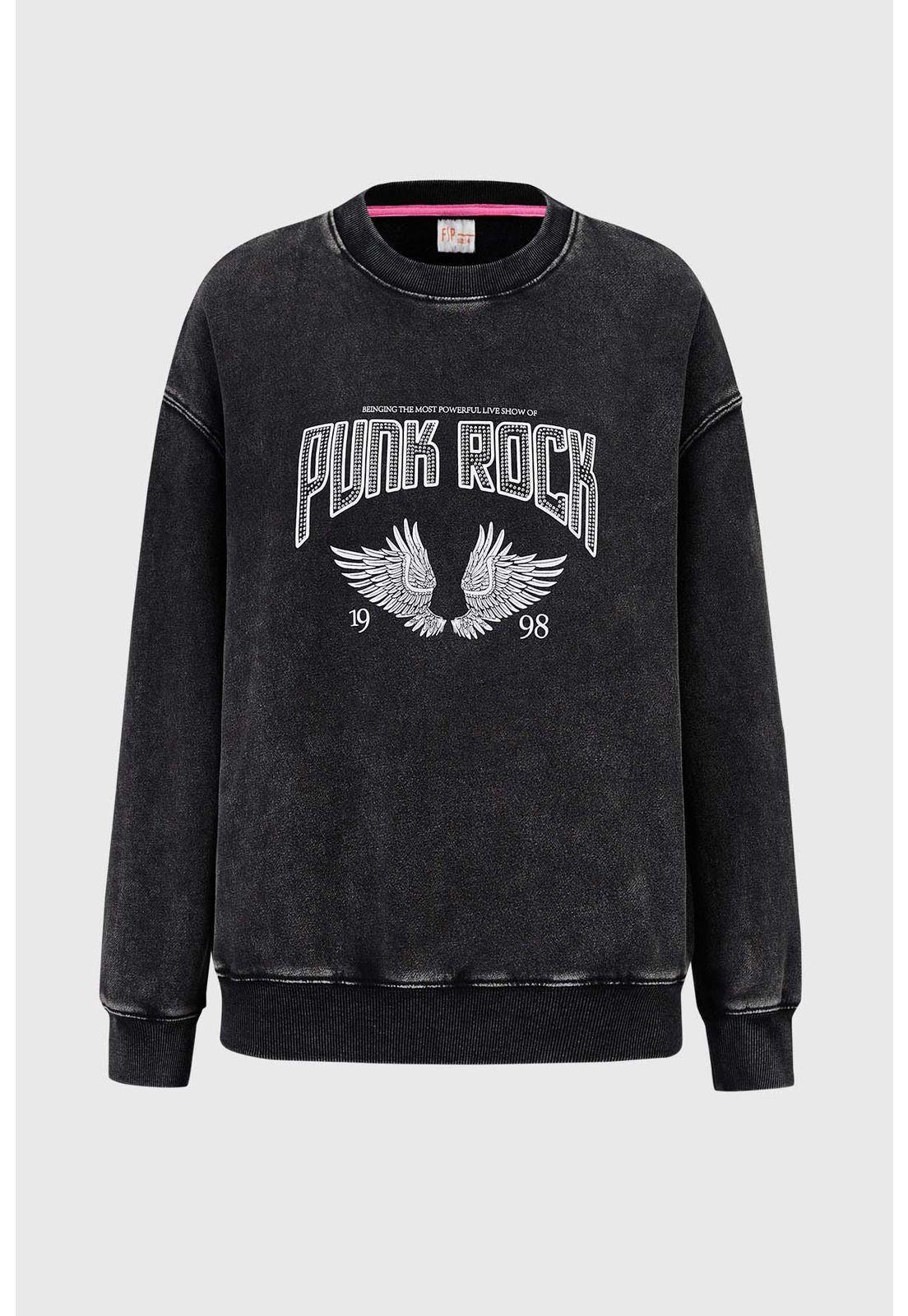 Polerón Niña Acid Wash Negro-0