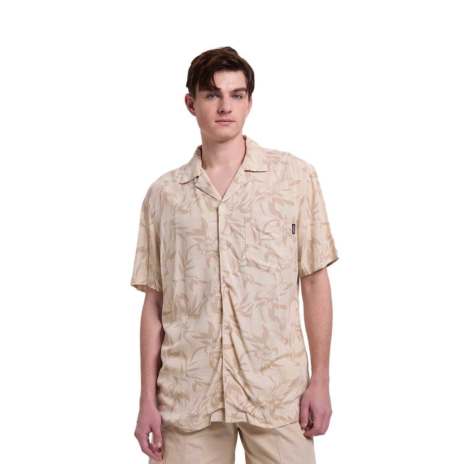 Camisa Hombre Print Tropical Beige Fashion's Park-0