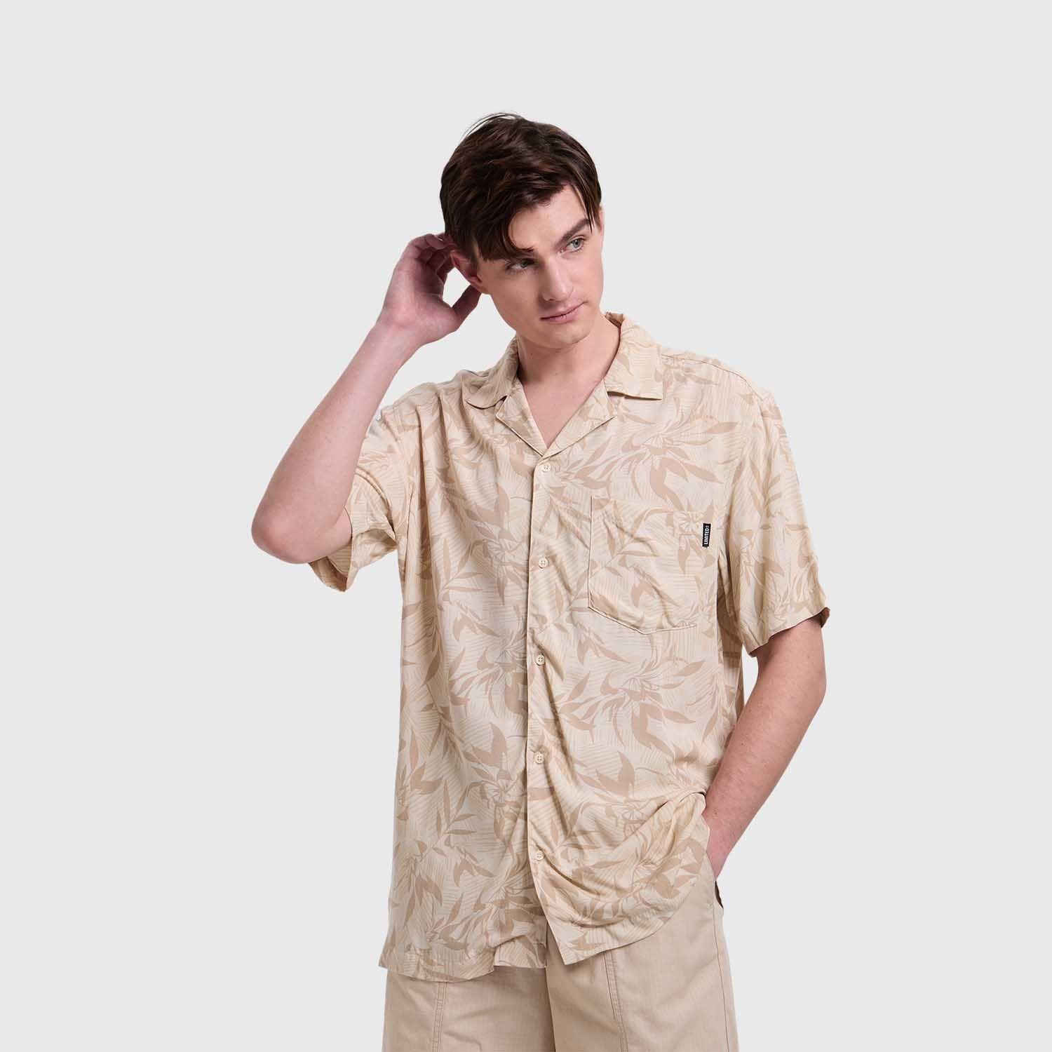 Camisa Hombre Print Tropical Beige Fashion's Park-1
