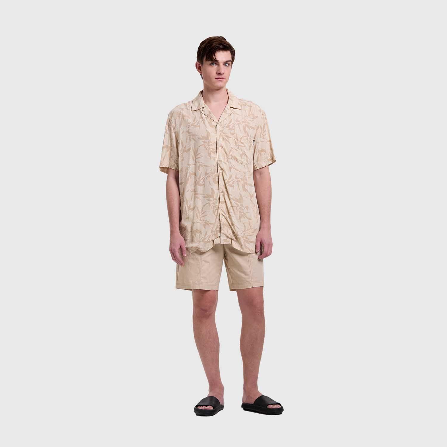 Camisa Hombre Print Tropical Beige Fashion's Park-3