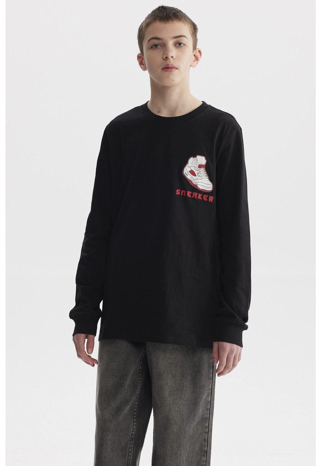 Polera Niño Teen Print Con Puño Negro-0