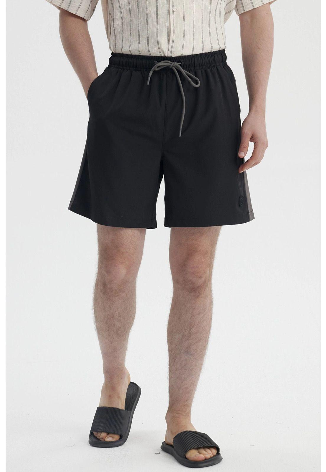 Short de Baño Hombre Liso Negro- lll-0