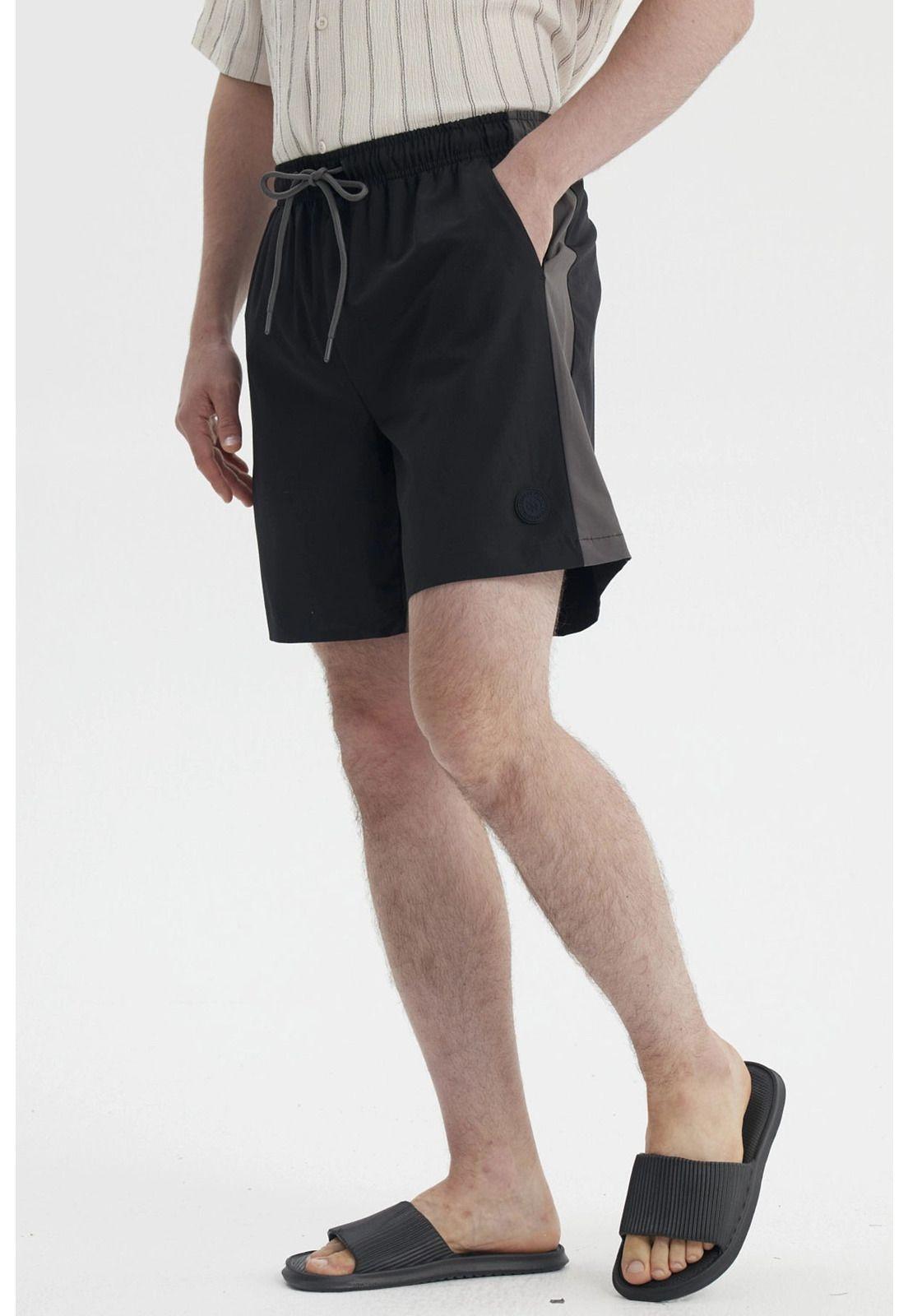 Short de Baño Hombre Liso Negro- lll-1