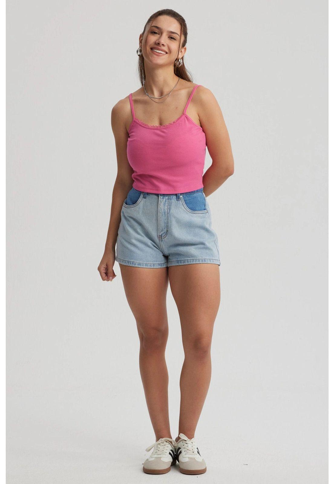 Peto Mujer Encaje Crop Rosado-3