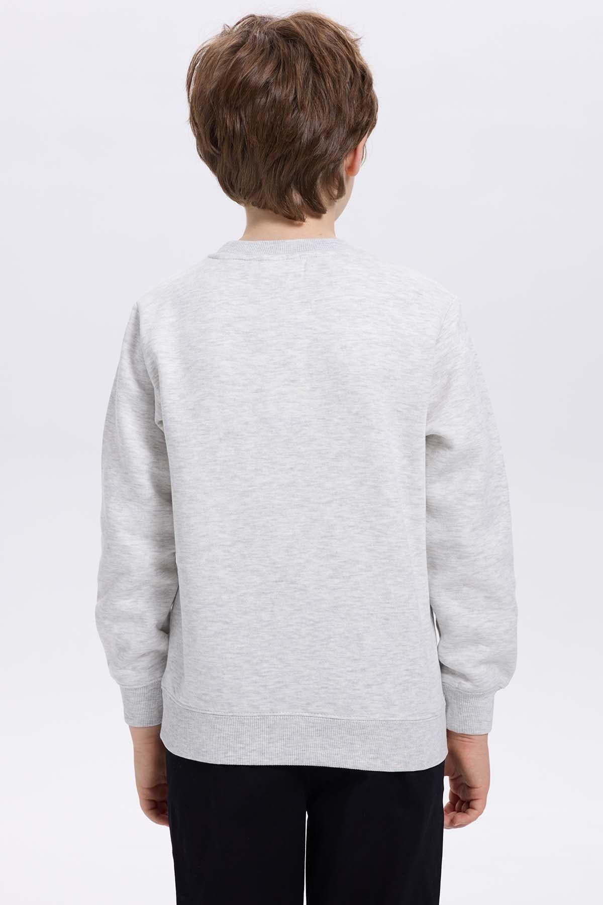 Polerón Niño Básico Print Gris Melange Claro-2