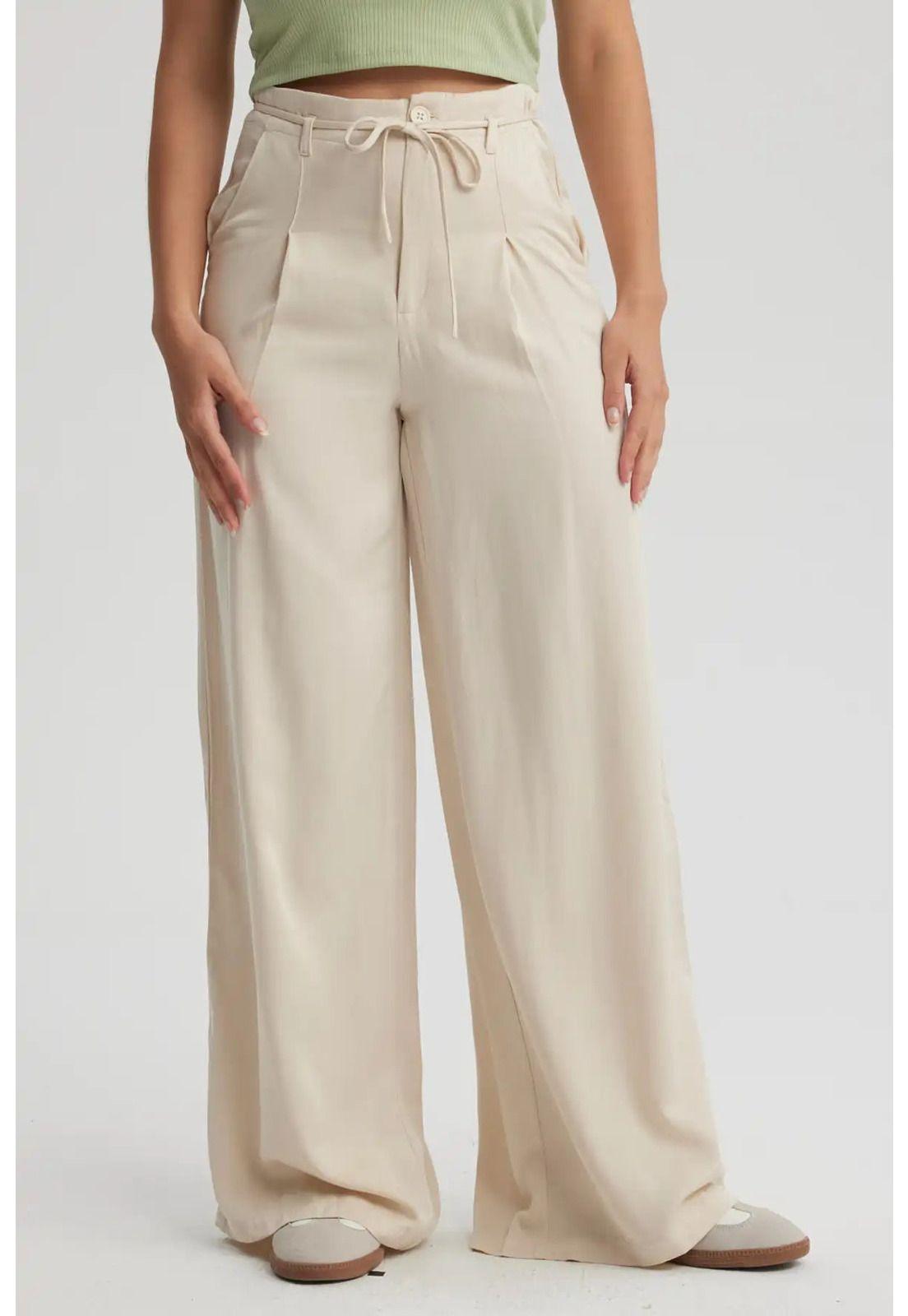 Pantalón Mujer Lazo Beige Claro-0