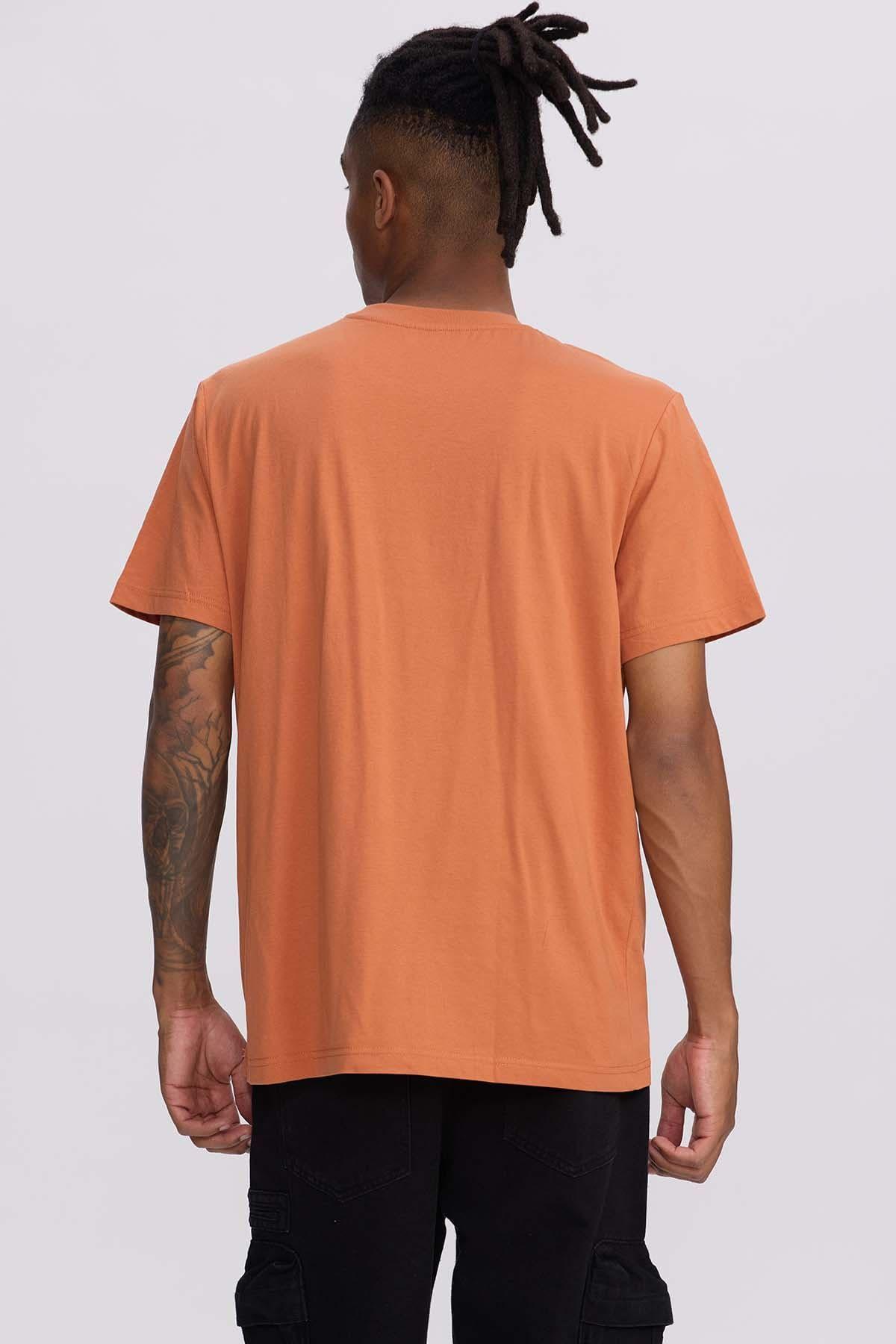 Polera Hombre Con Bolsillo Contraste Naranjo Oscuro-2