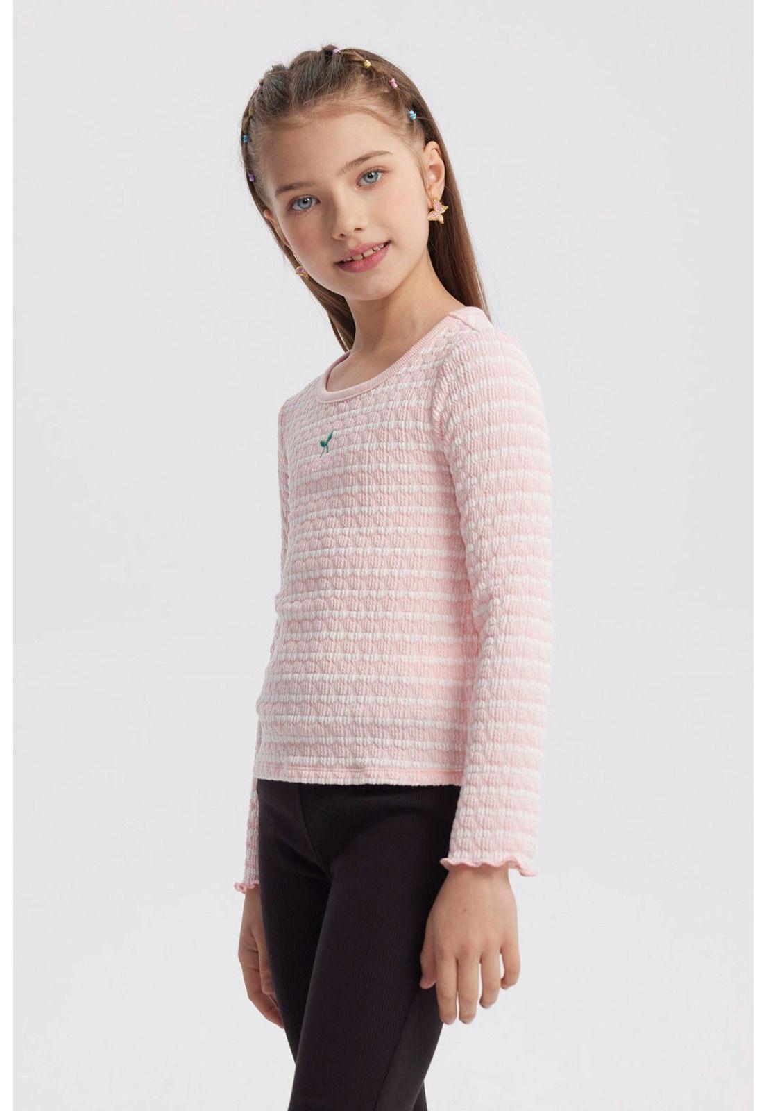 Polera Niña Rayas Rosado-1