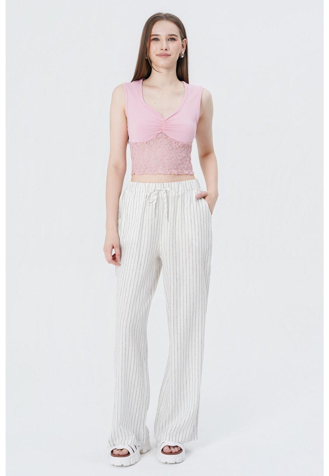 Pantalón Wide Leg Mujer Crudo-3