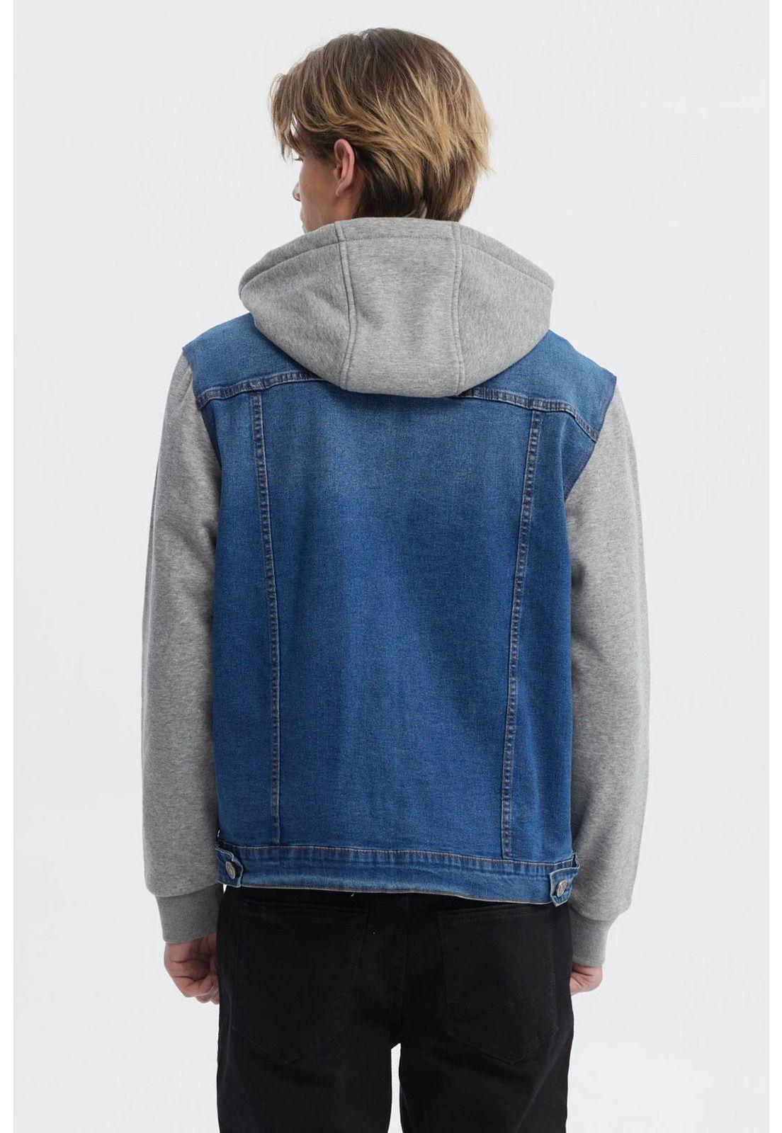 Chaqueta Hombre Denim Con Gorro Azul Claro-2