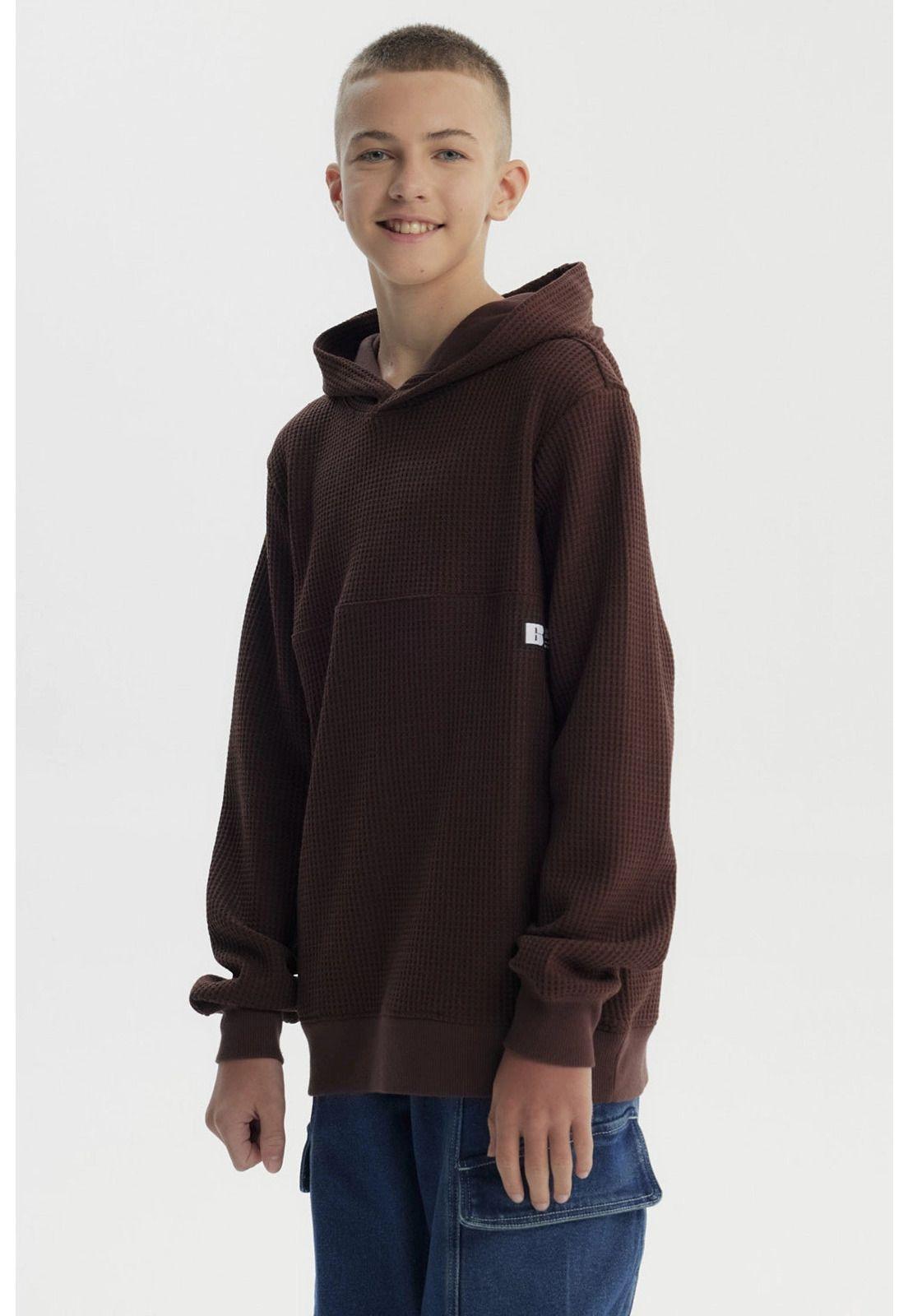 Polerón Niño Slim Con Gorro Café-1