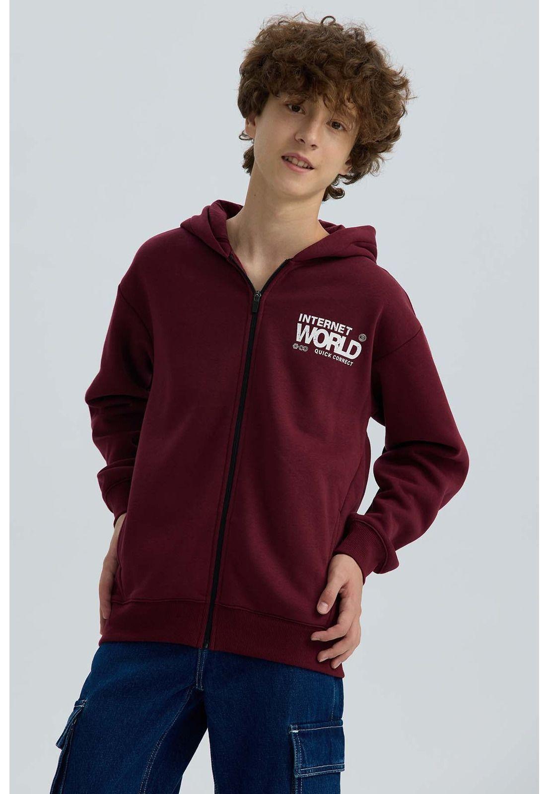 Polerón Niño Print Posicional Burdeo-0