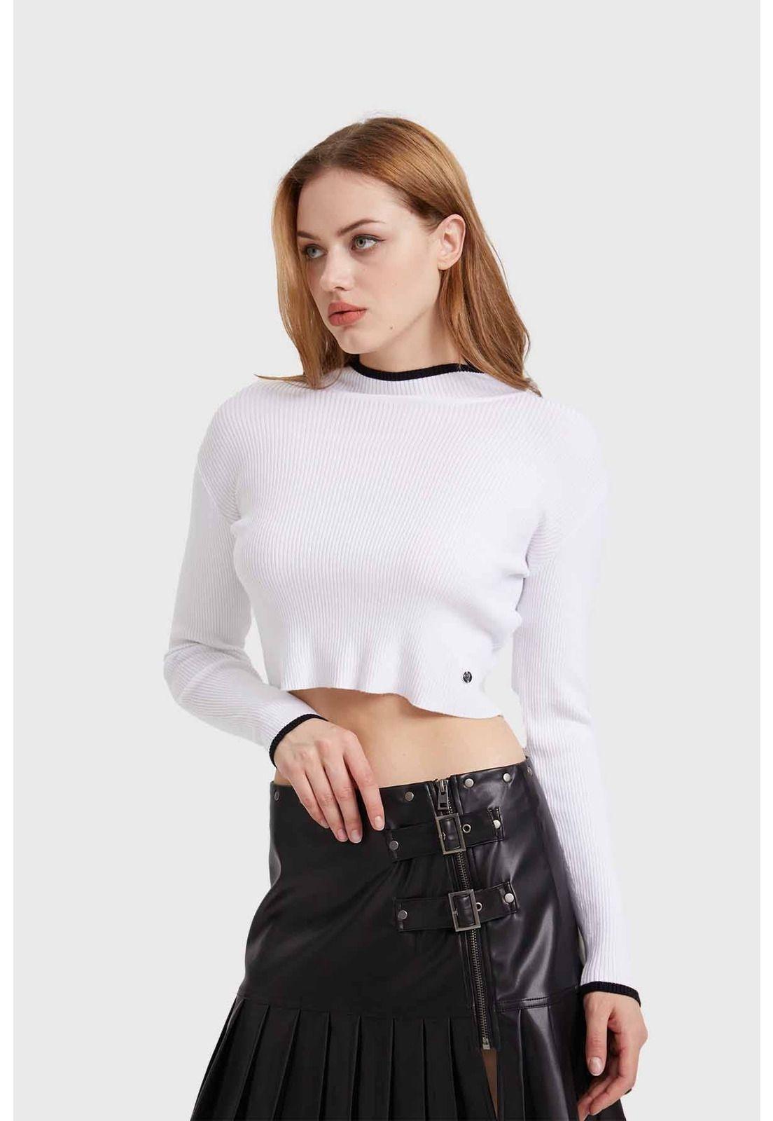 Sweater Mujer Contraste Blanco-1