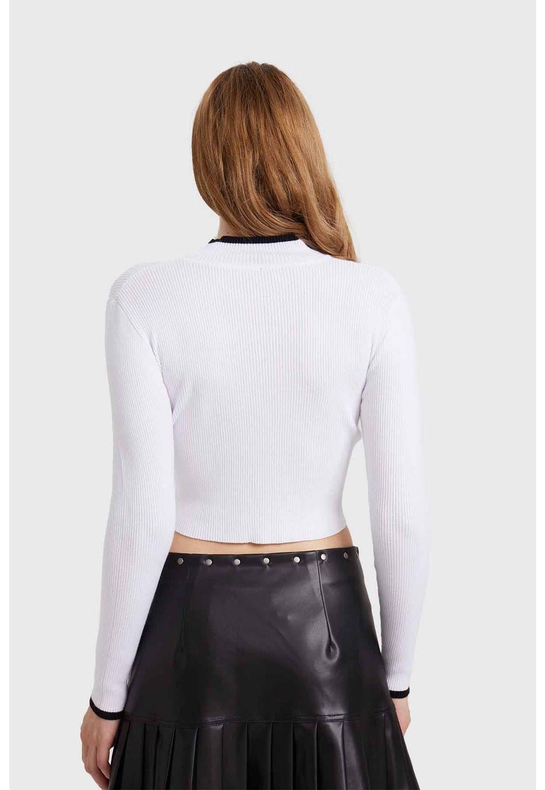 Sweater Mujer Contraste Blanco-2