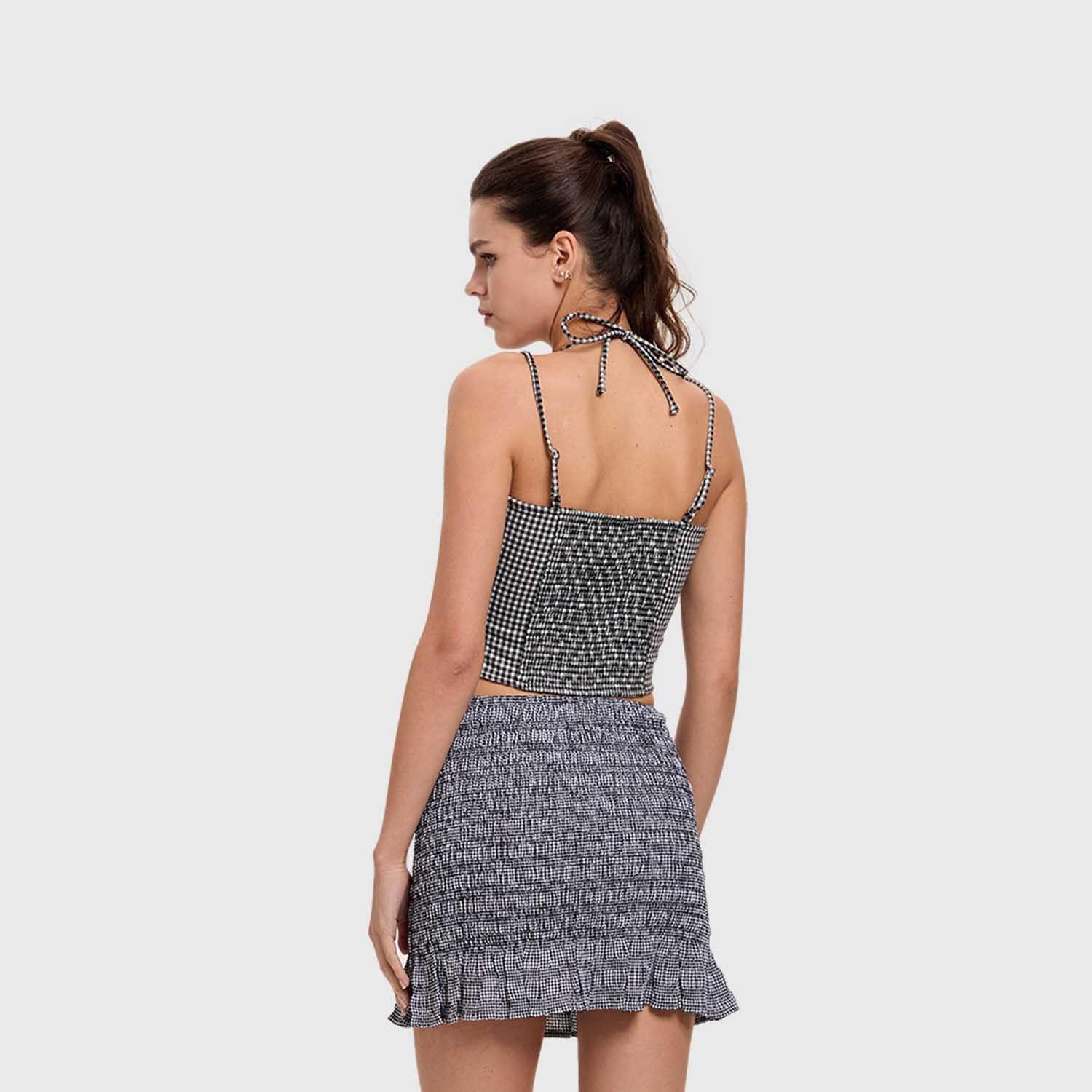 Polera Mujer Corset Vichy Negro Fashion's Park-2