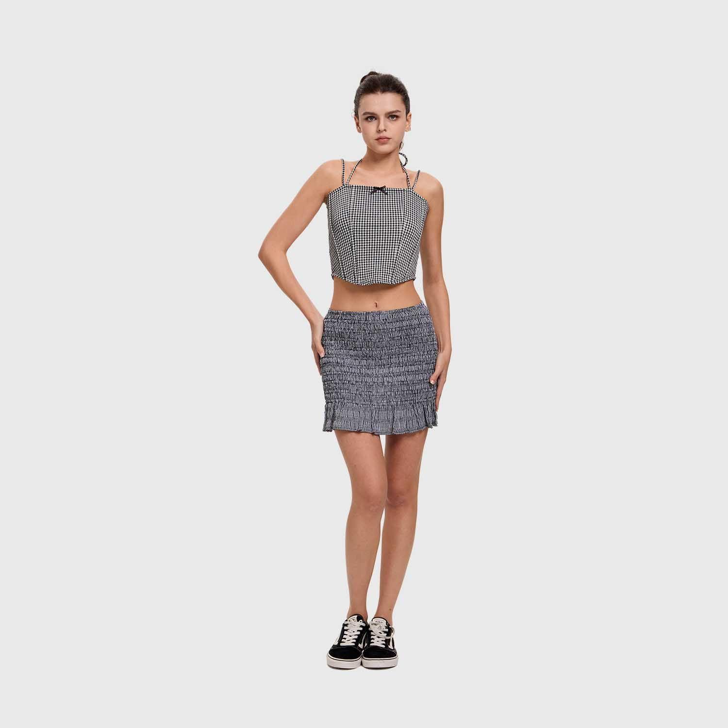 Polera Mujer Corset Vichy Negro Fashion's Park-3