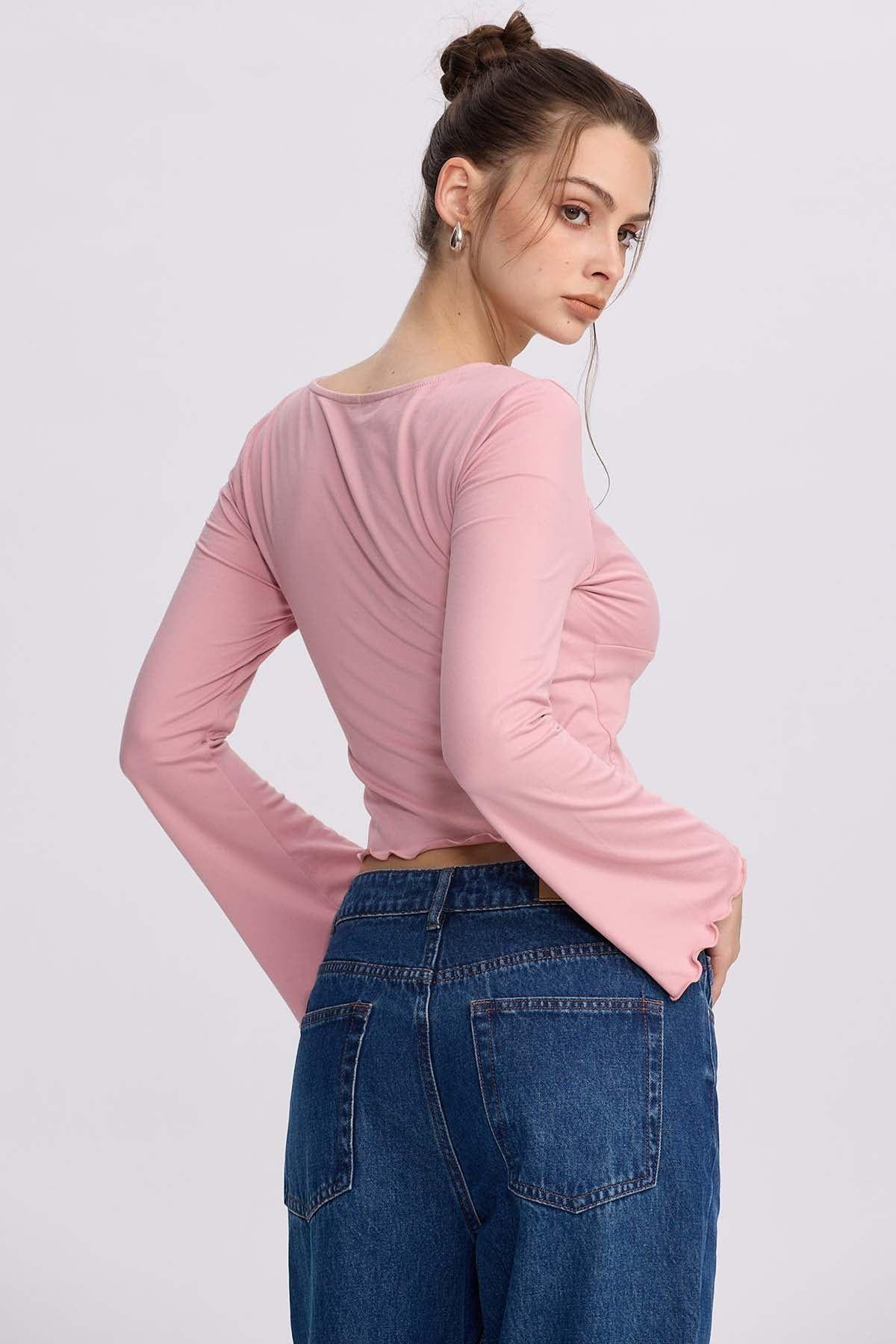 Polera Mujer Escote V Palo Rosa-2