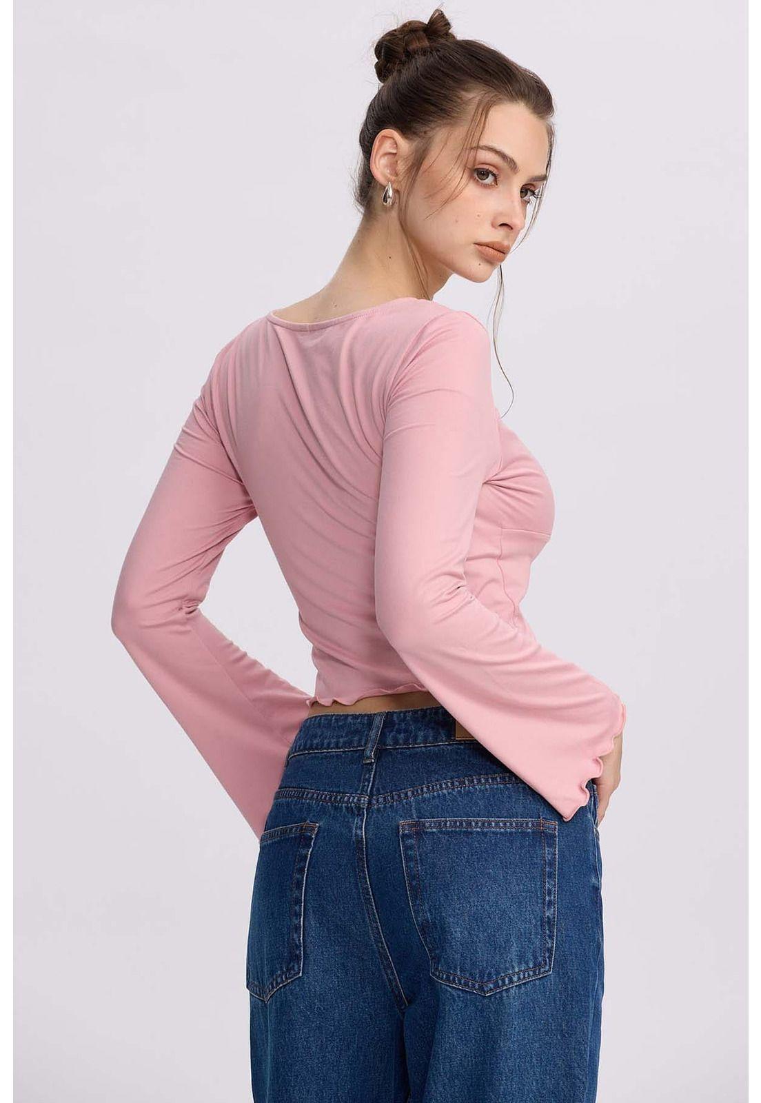 Polera Mujer Escote V Palo Rosa-2