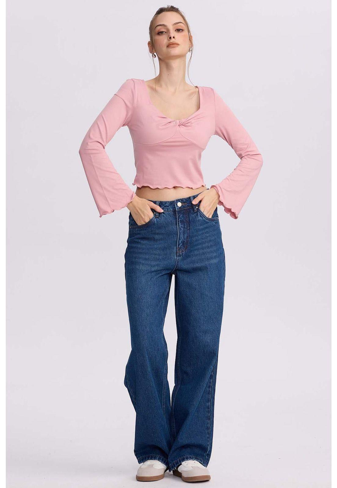 Polera Mujer Escote V Palo Rosa-3