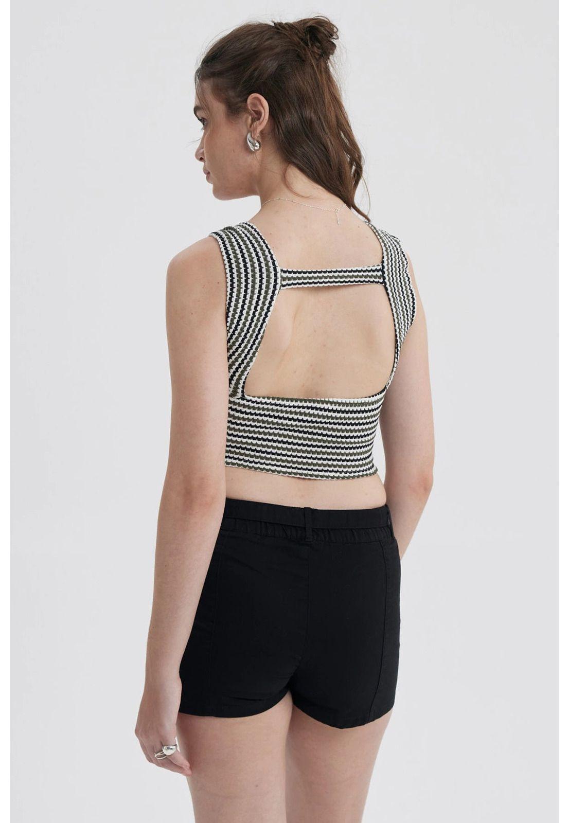 Polera Mujer Tejida Twist Negro / Blanco-2