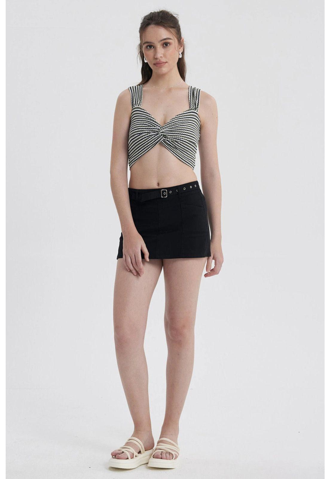 Polera Mujer Tejida Twist Negro / Blanco-3