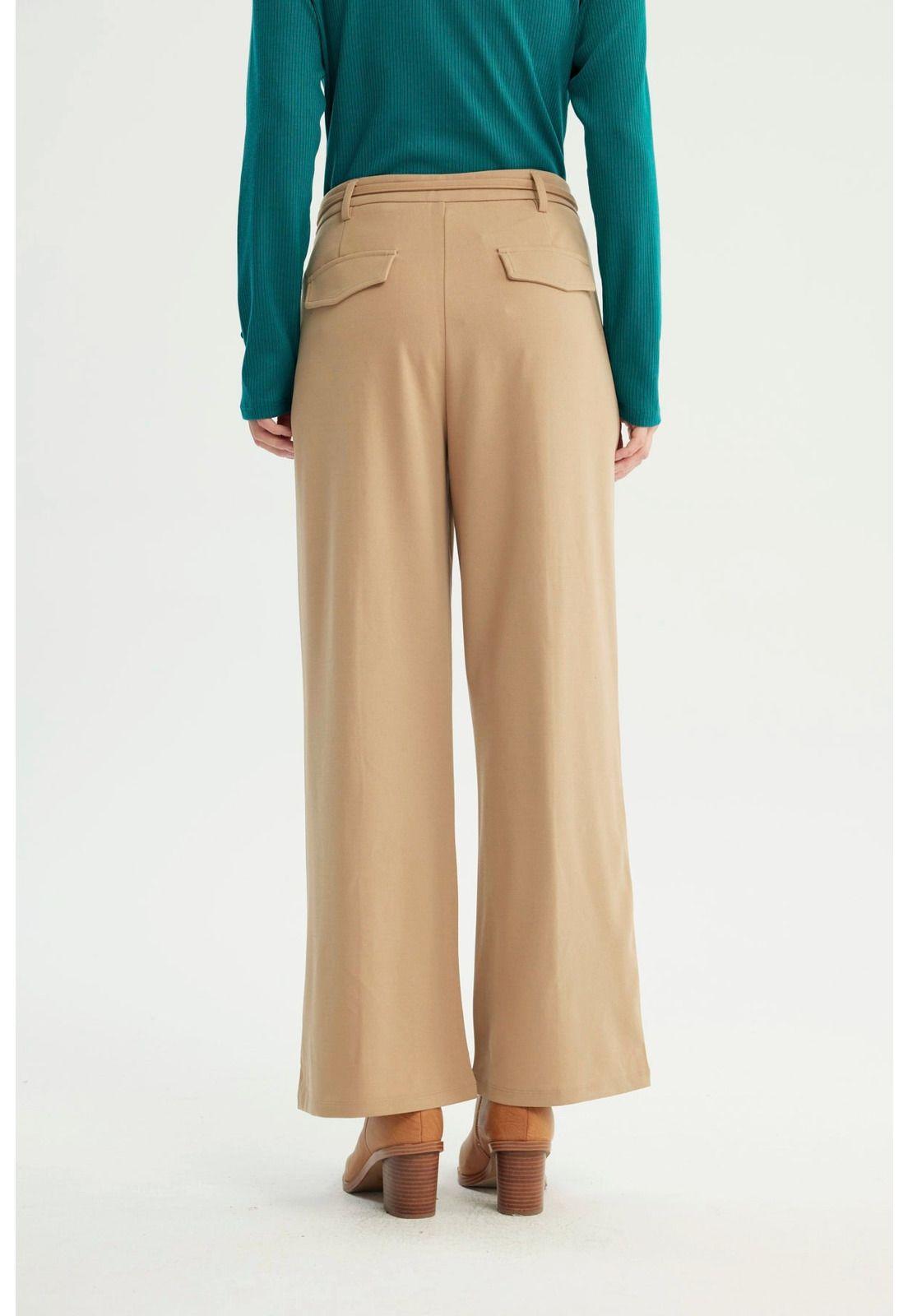 Pantalón Mujer Wide Leg Beige - Vl-2