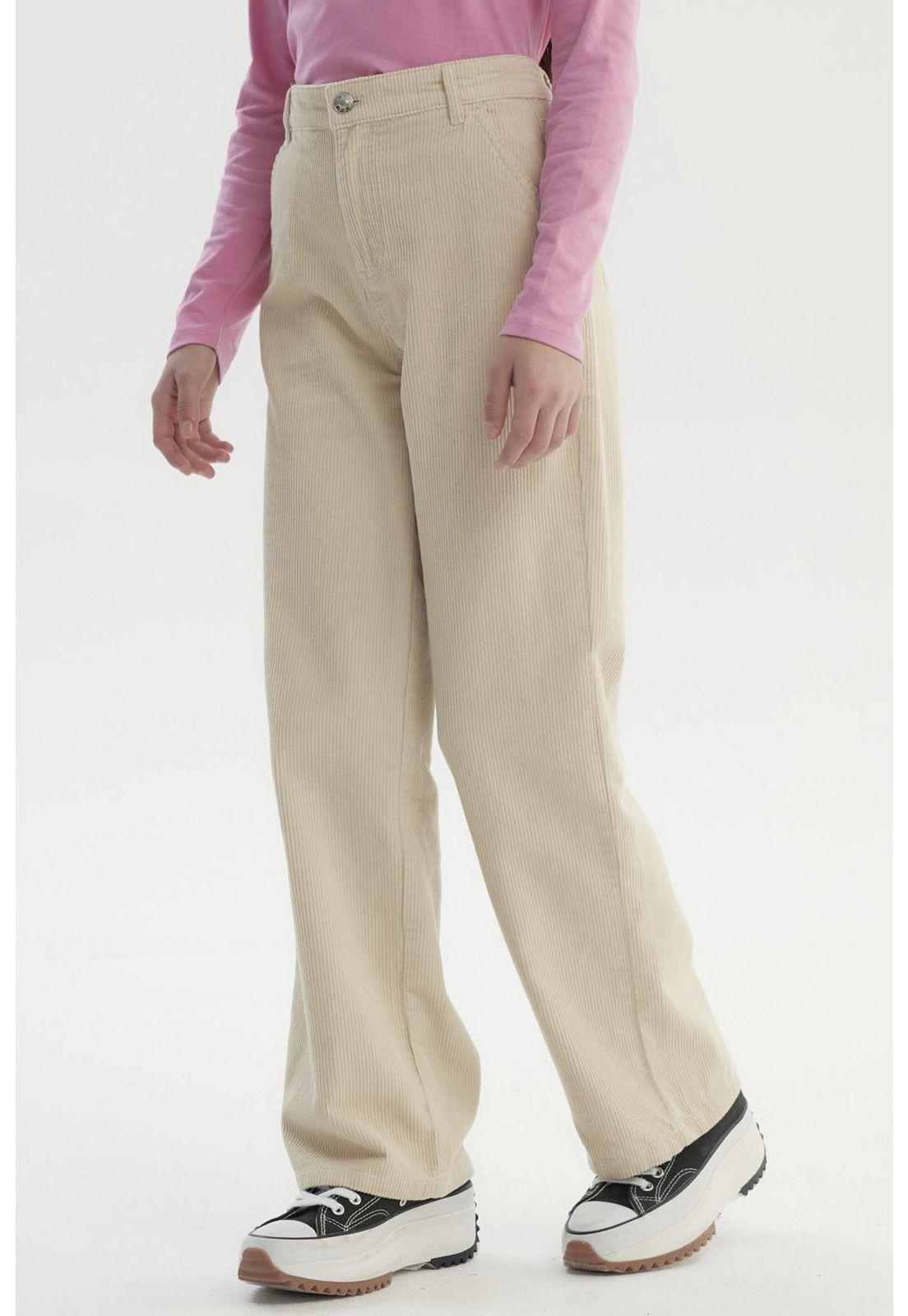 Pantalón Niña Wide Leg Beige-1