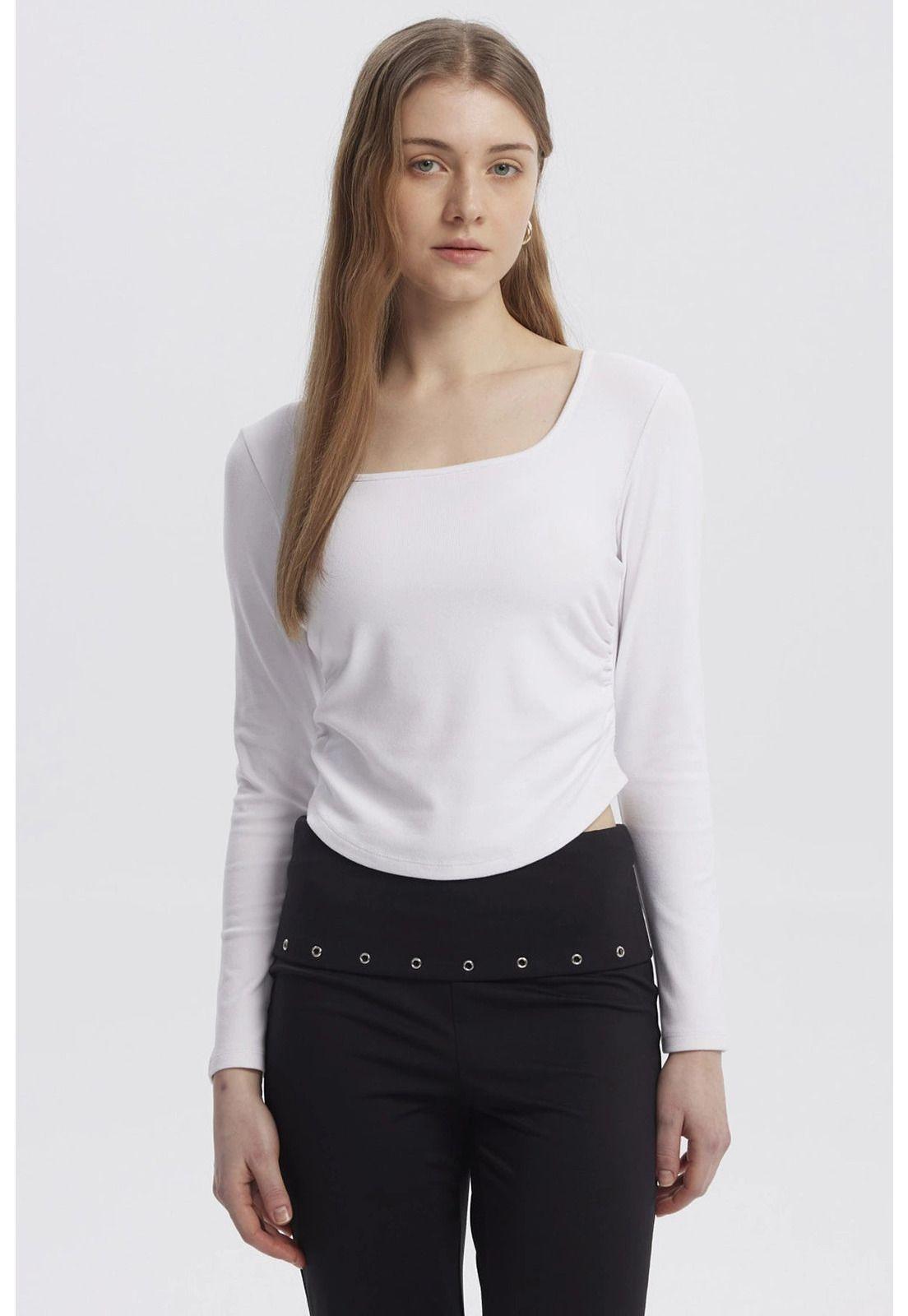 Polera Mujer Basic Blanco-0