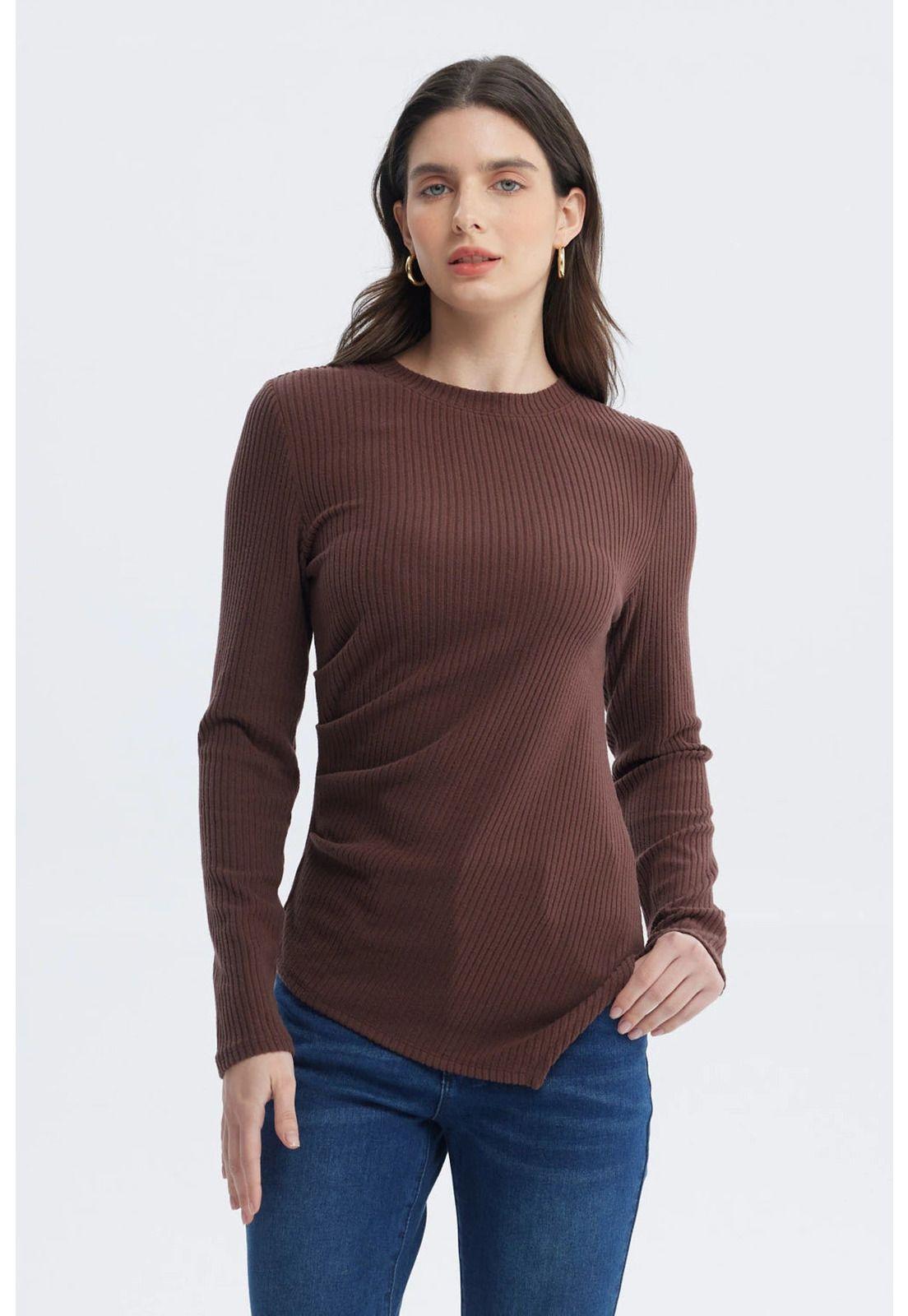 Polera Mujer Ajustado Café Claro-0